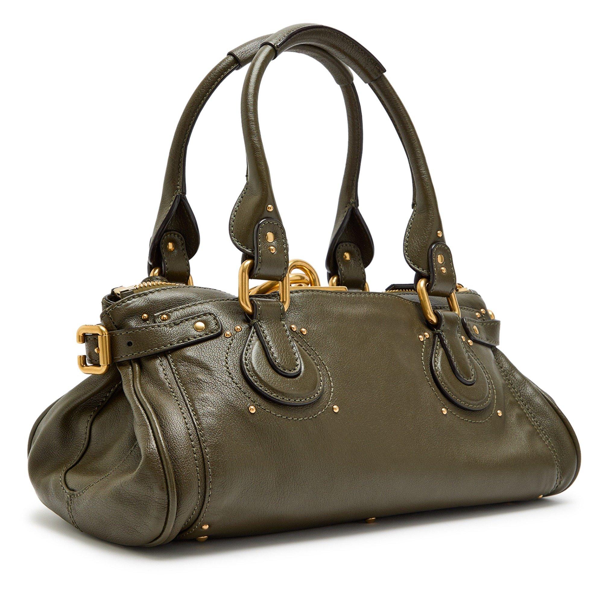 KHAKI - Chloe - Women's Paddington Padlock Leather Shoulder Bag - 2