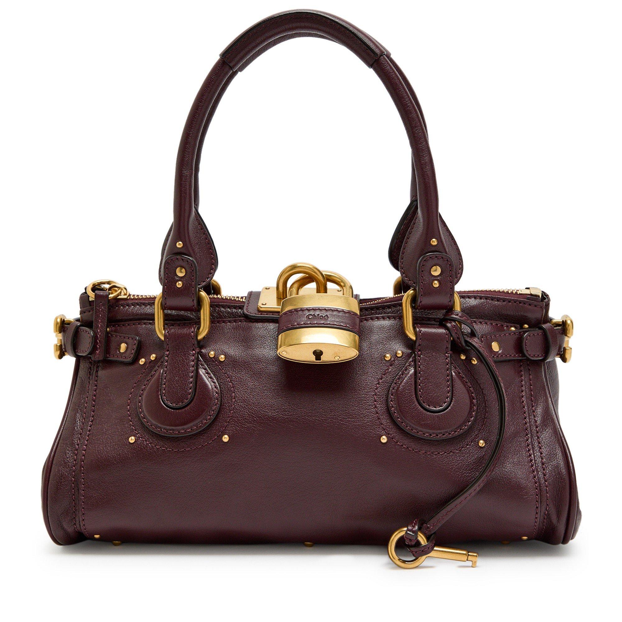 BURGUNDY - Chloe - Paddington Padlock Bag - 1