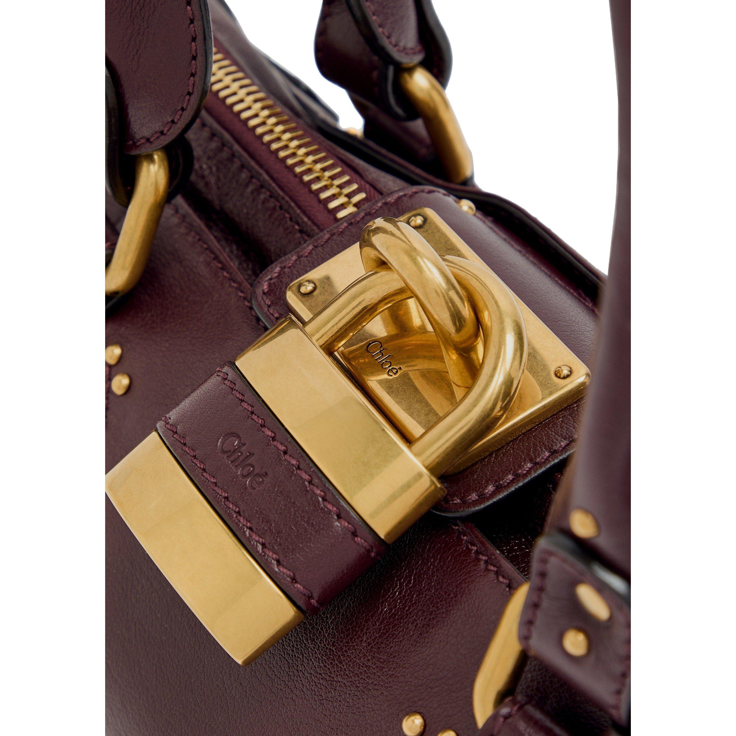 BURGUNDY - Chloe - Paddington Padlock Bag - 4