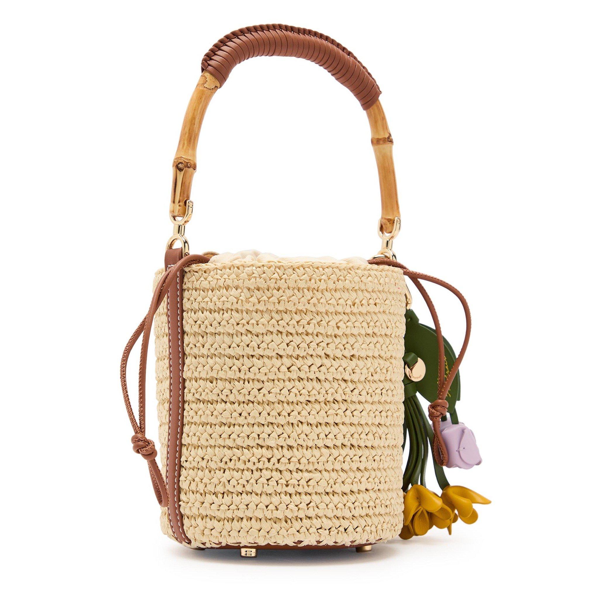 NATURAL - Self Portrait - SOFT RAFFIA BUCKET BAG - 2