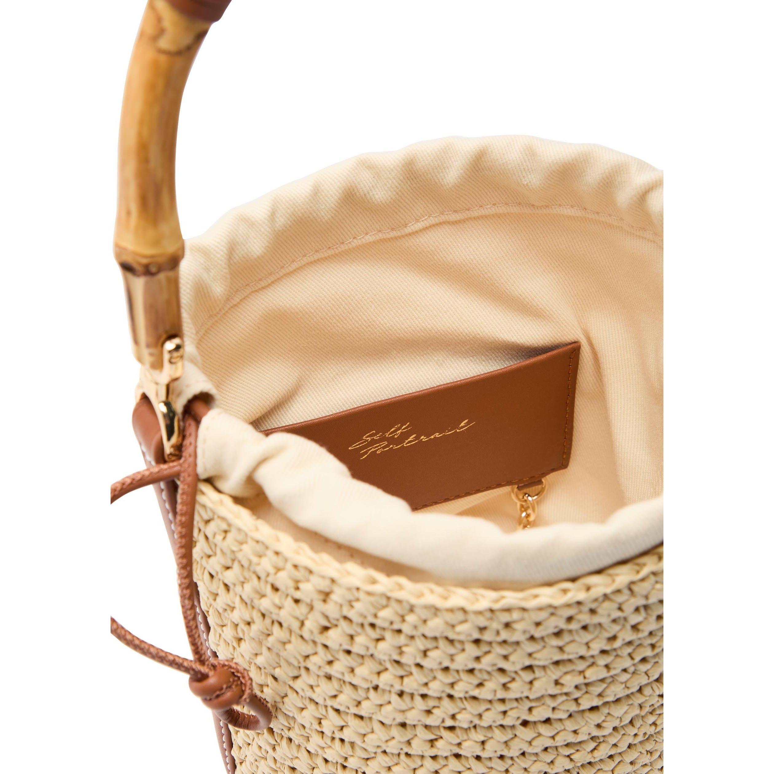 NATURAL - Self Portrait - SOFT RAFFIA BUCKET BAG - 5