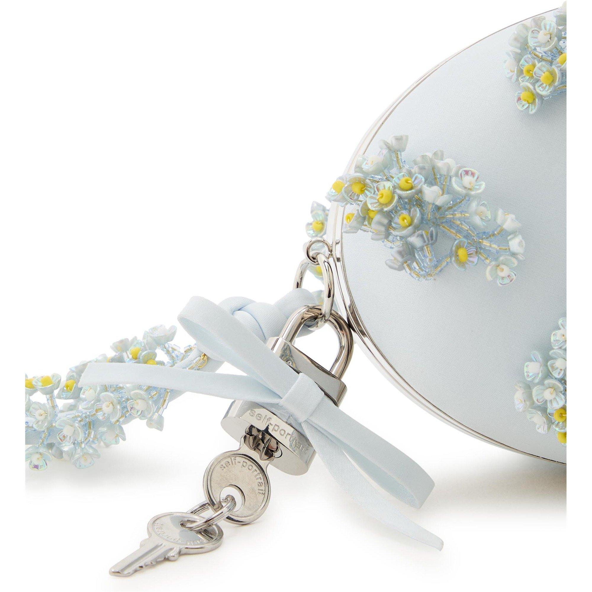 BLUE - Self Portrait - BLUE SATIN FLORAL BEADED OVAL - 4