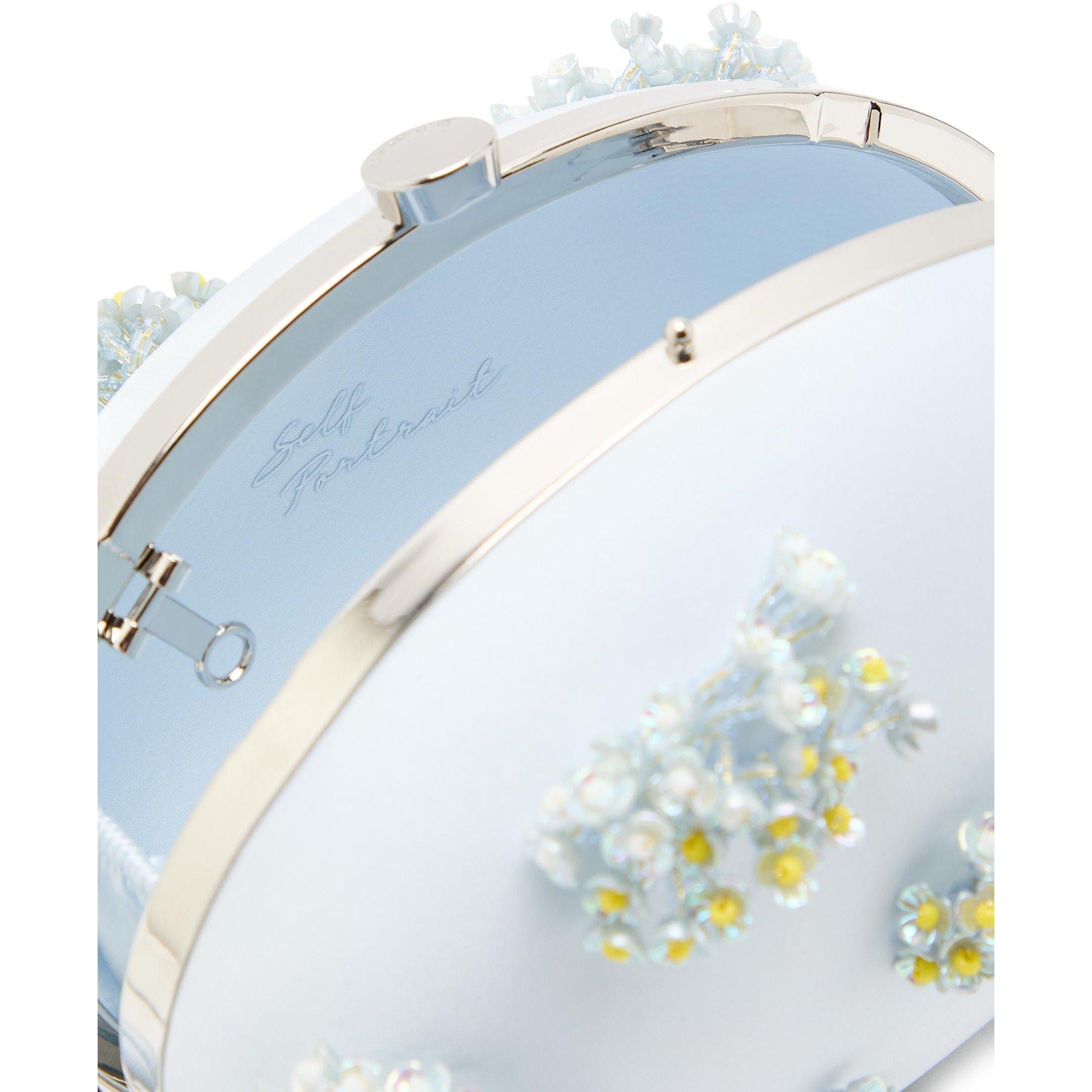 BLUE - Self Portrait - BLUE SATIN FLORAL BEADED OVAL - 5