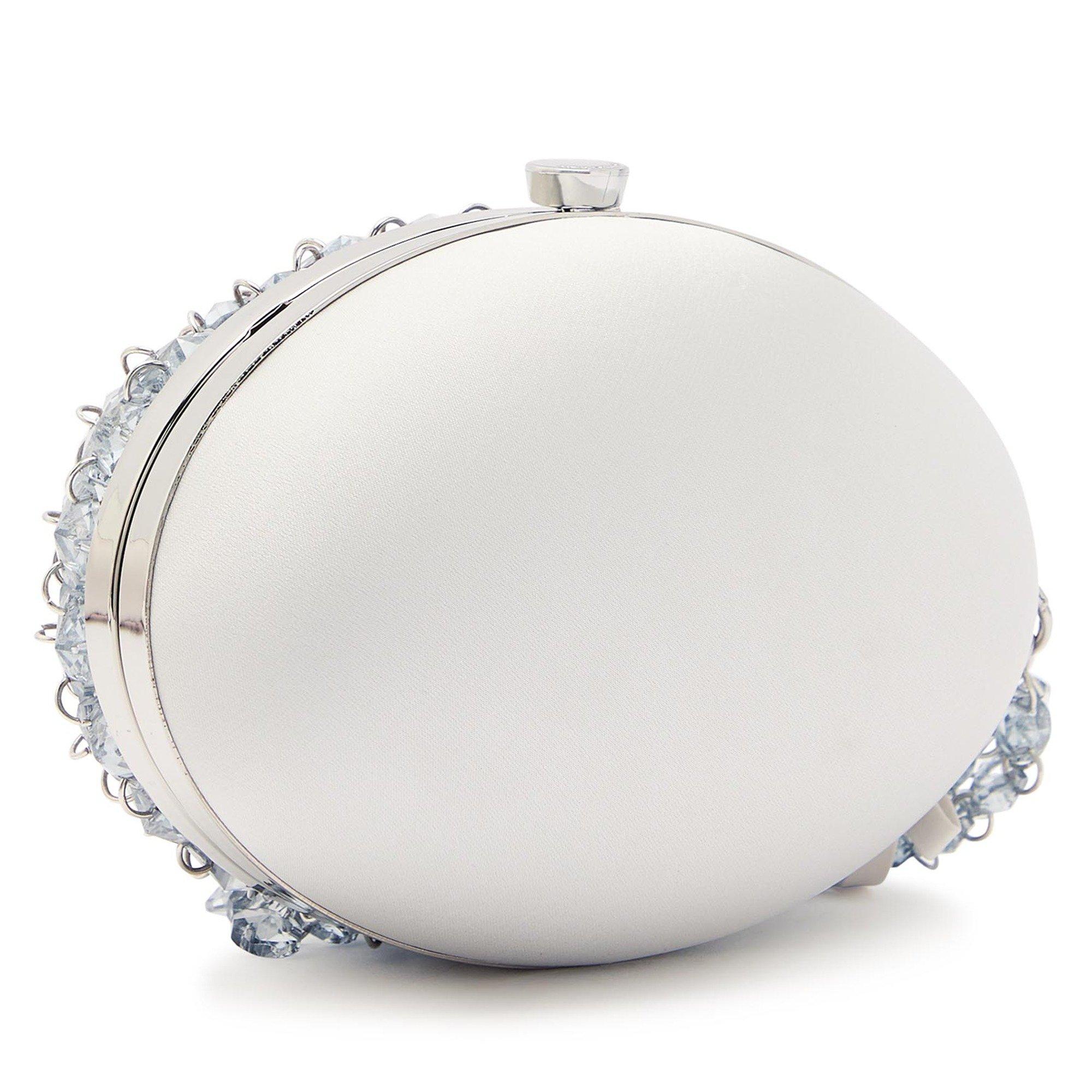 GREY - Self Portrait - GREY OVAL CRYSTAL CHAIN CLUTCH - 2