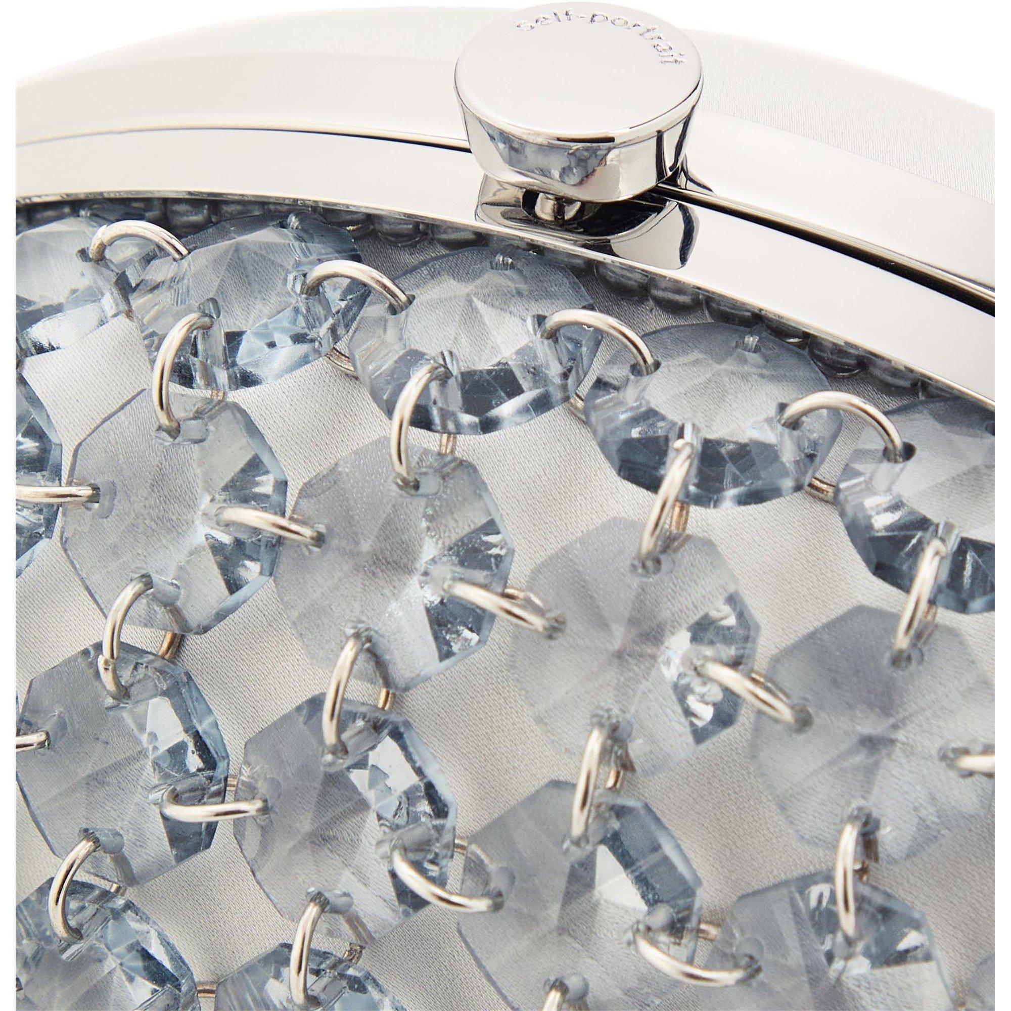 GREY - Self Portrait - GREY OVAL CRYSTAL CHAIN CLUTCH - 4