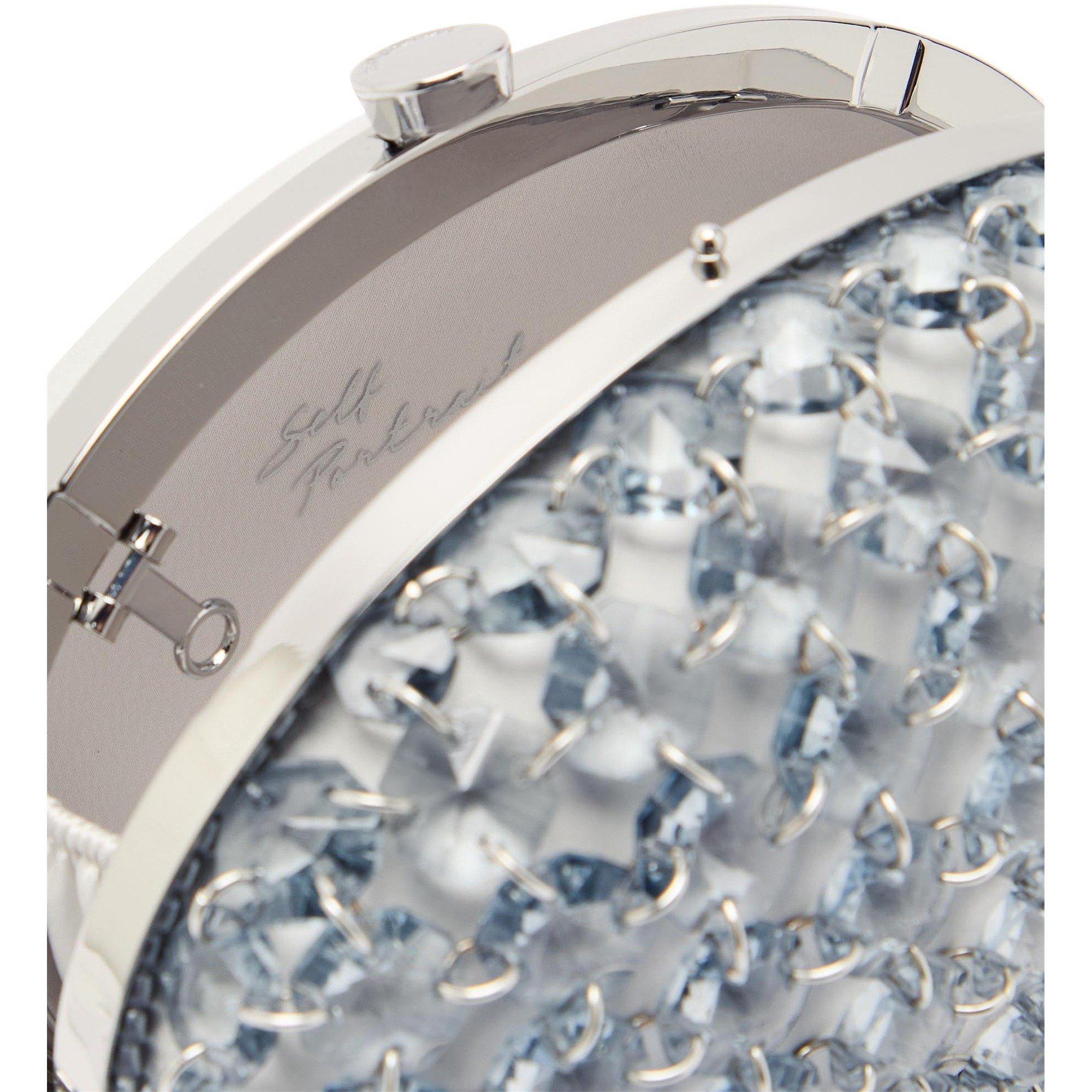 GREY - Self Portrait - GREY OVAL CRYSTAL CHAIN CLUTCH - 5