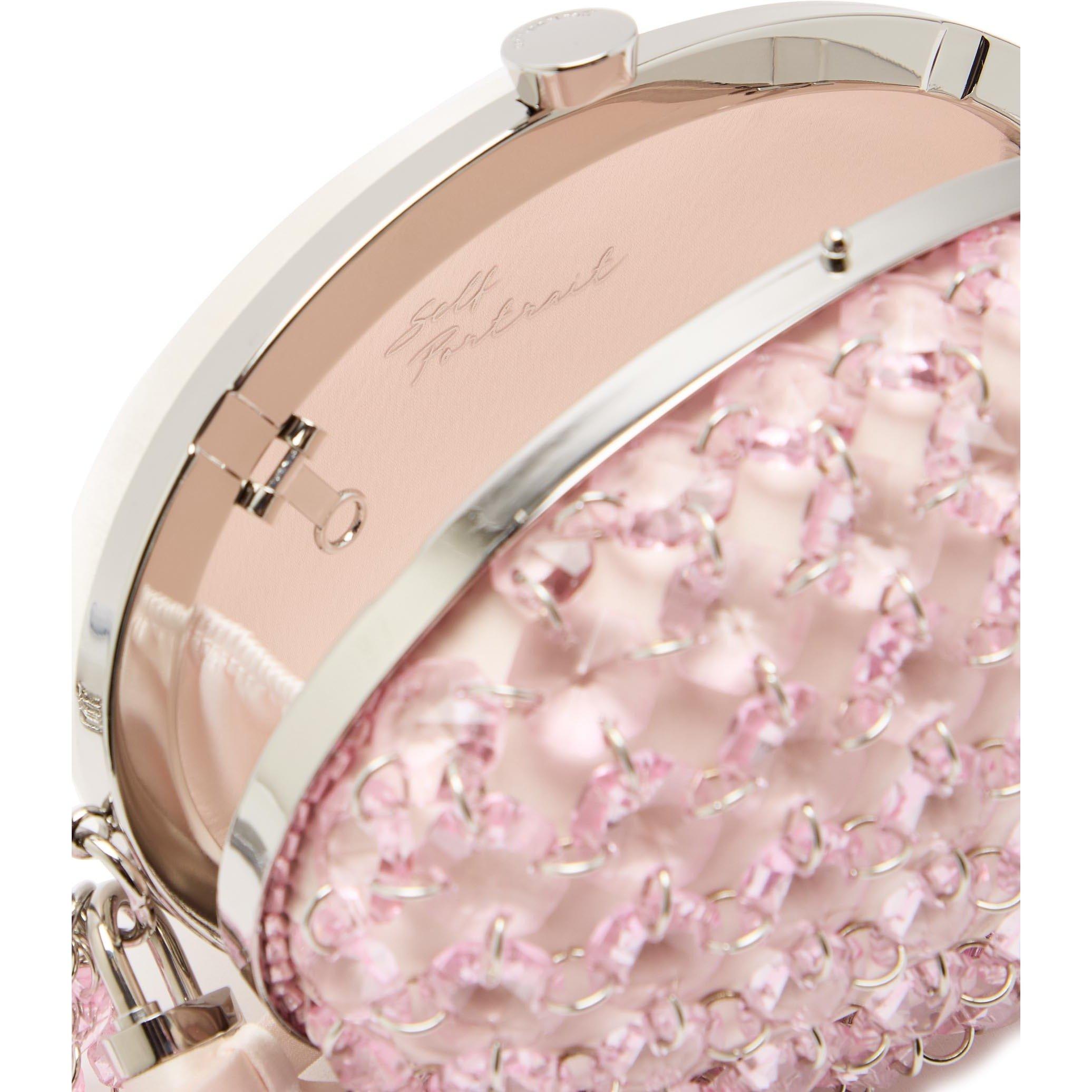PINK - Self Portrait - PINK OVAL CRYSTAL CHAIN CLUTCH - 5