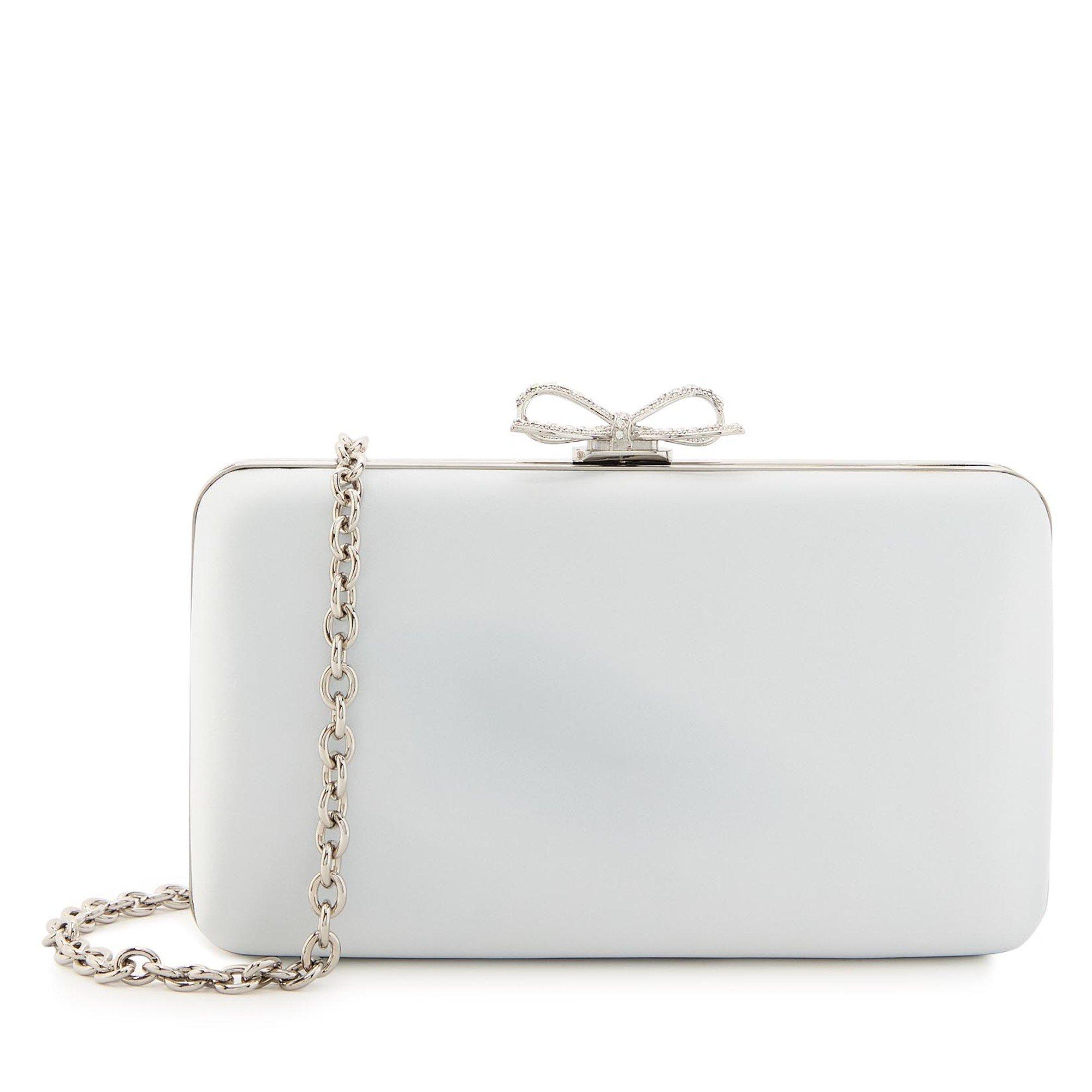 BLUE - Self Portrait - BLUE SATIN CLUTCH BAG