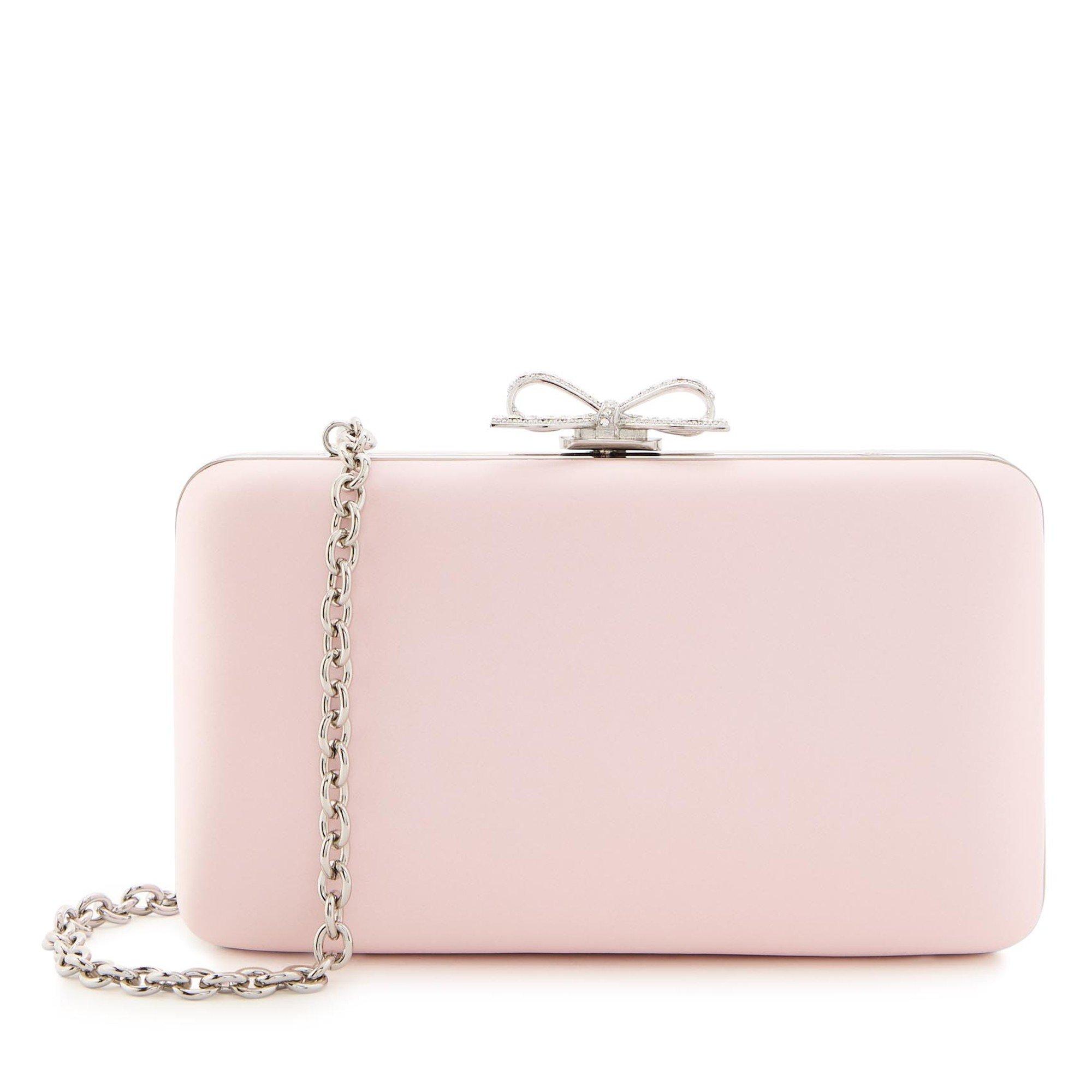 PINK - Self Portrait - PINK SATIN CLUTCH BAG