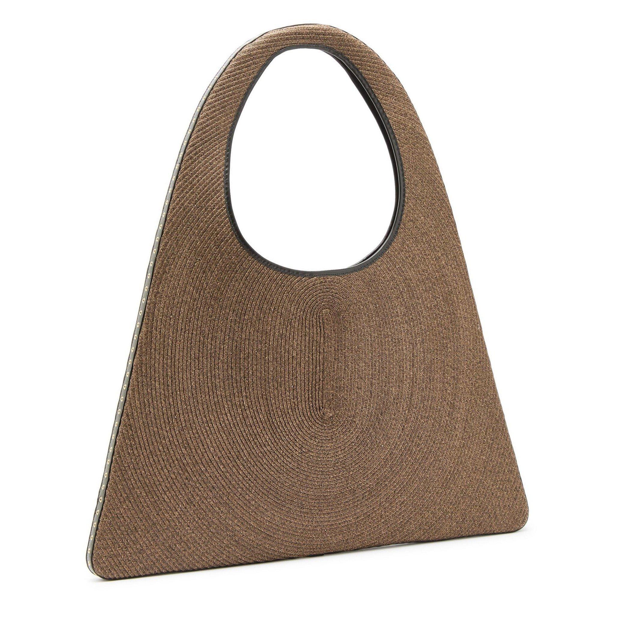 NATURAL - Alaia - Women's One-Piece Leather Raffia Hobo Shoulder Bag - 2
