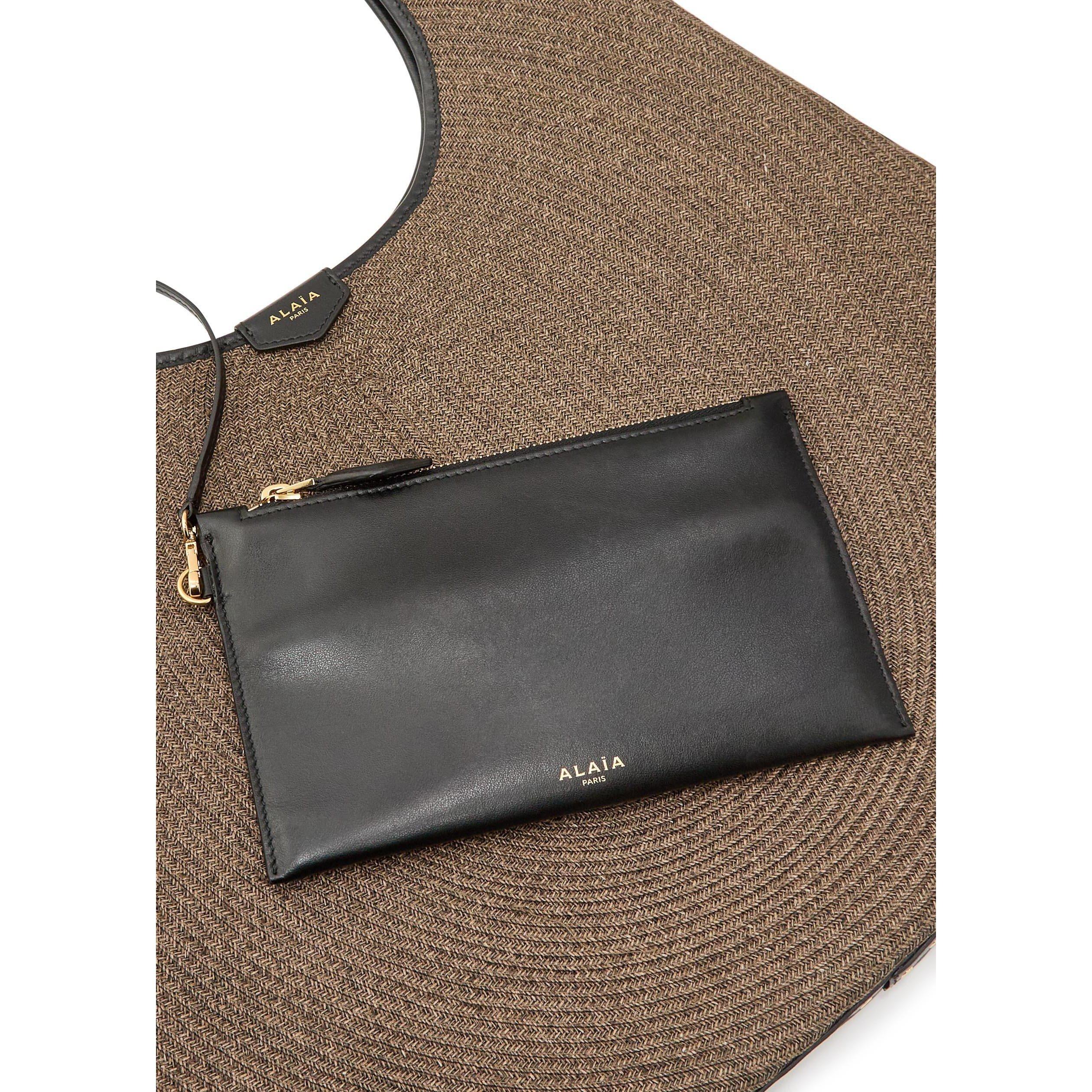 NATURAL - Alaia - Women's One-Piece Leather Raffia Hobo Shoulder Bag - 4