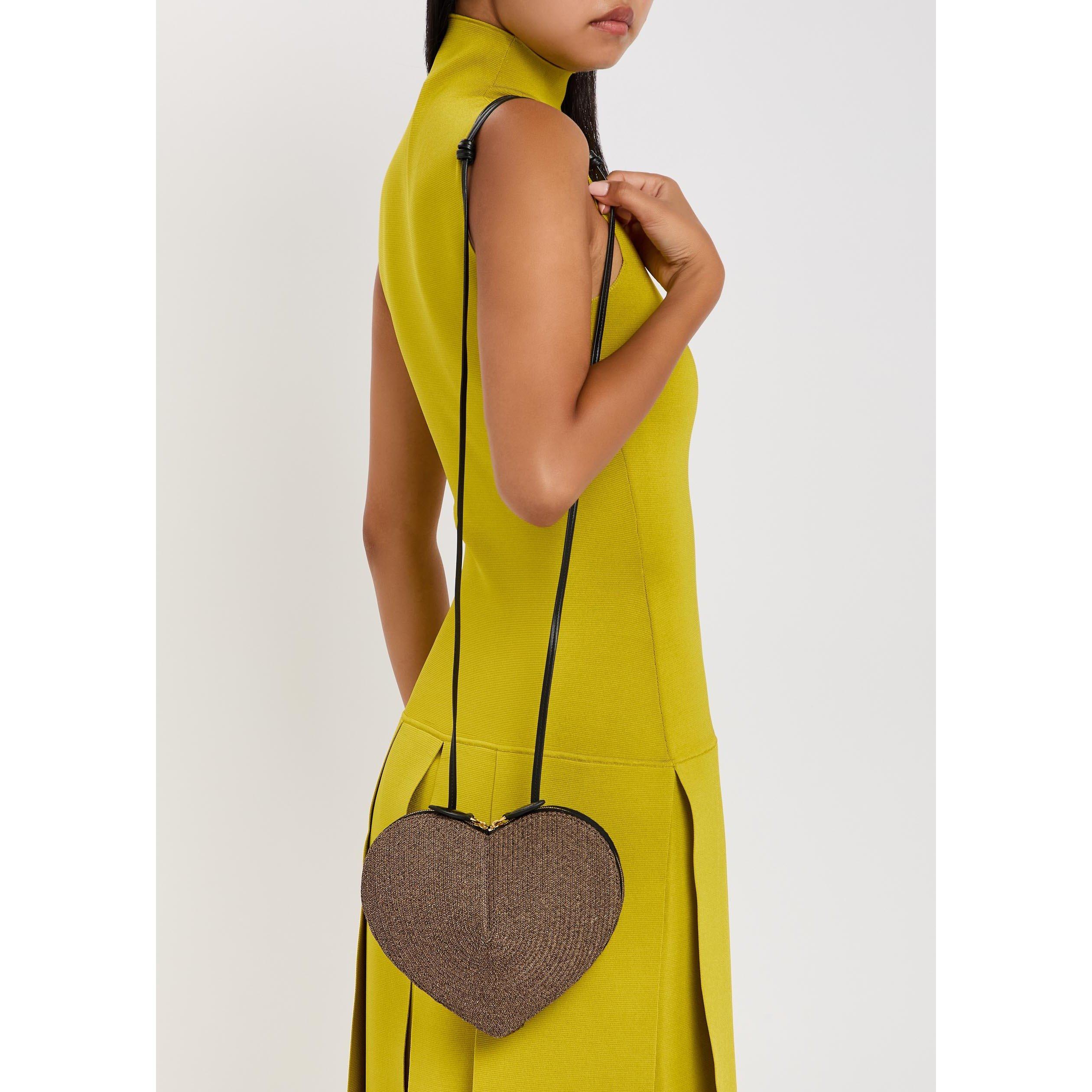 BROWN - Alaia - Women's Le Coeur Woven Cross Body Bag - 3