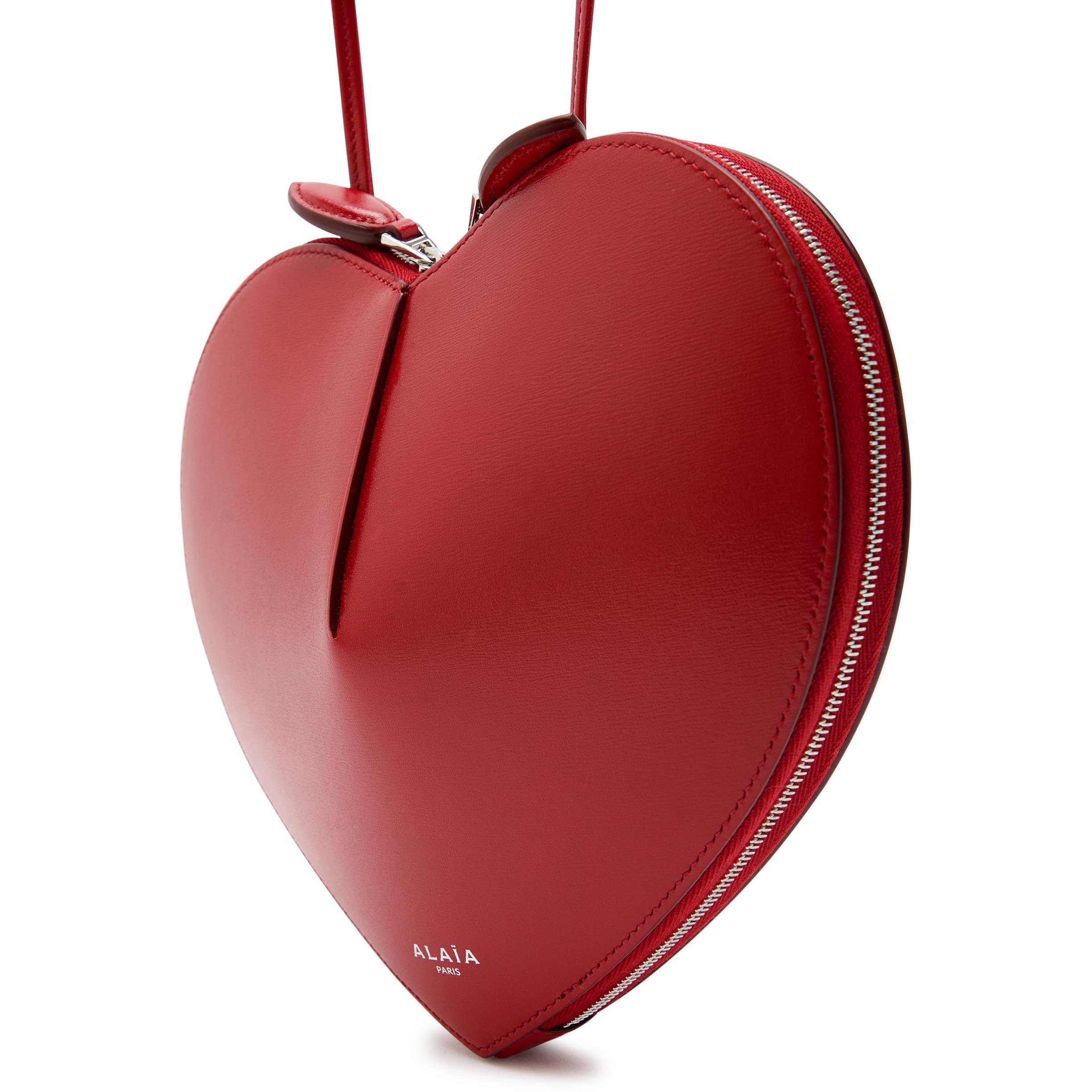 RED - Alaia - Women's Le Coeur Leather Cross Body Bag - 4