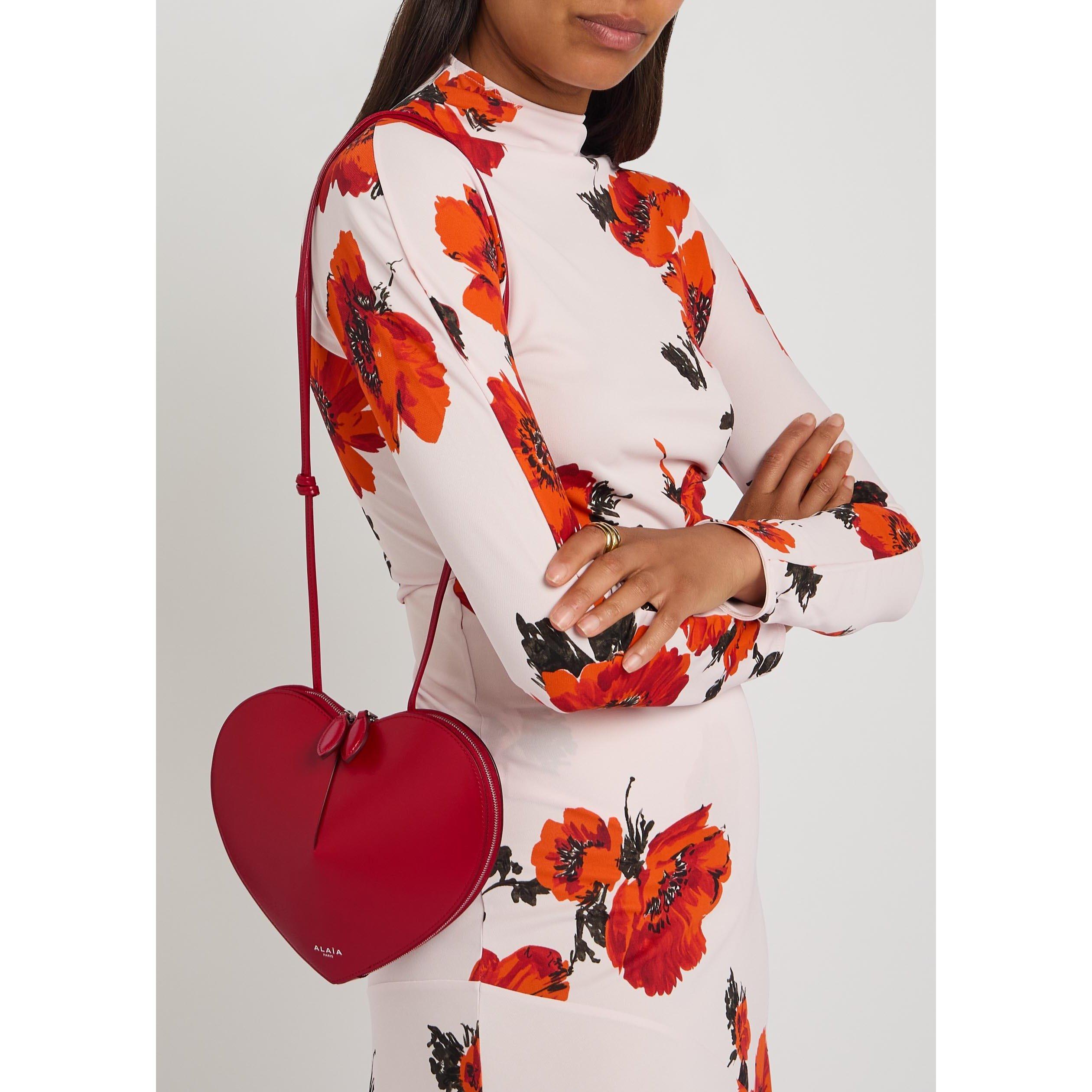 RED - Alaia - Women's Le Coeur Leather Cross Body Bag - 6