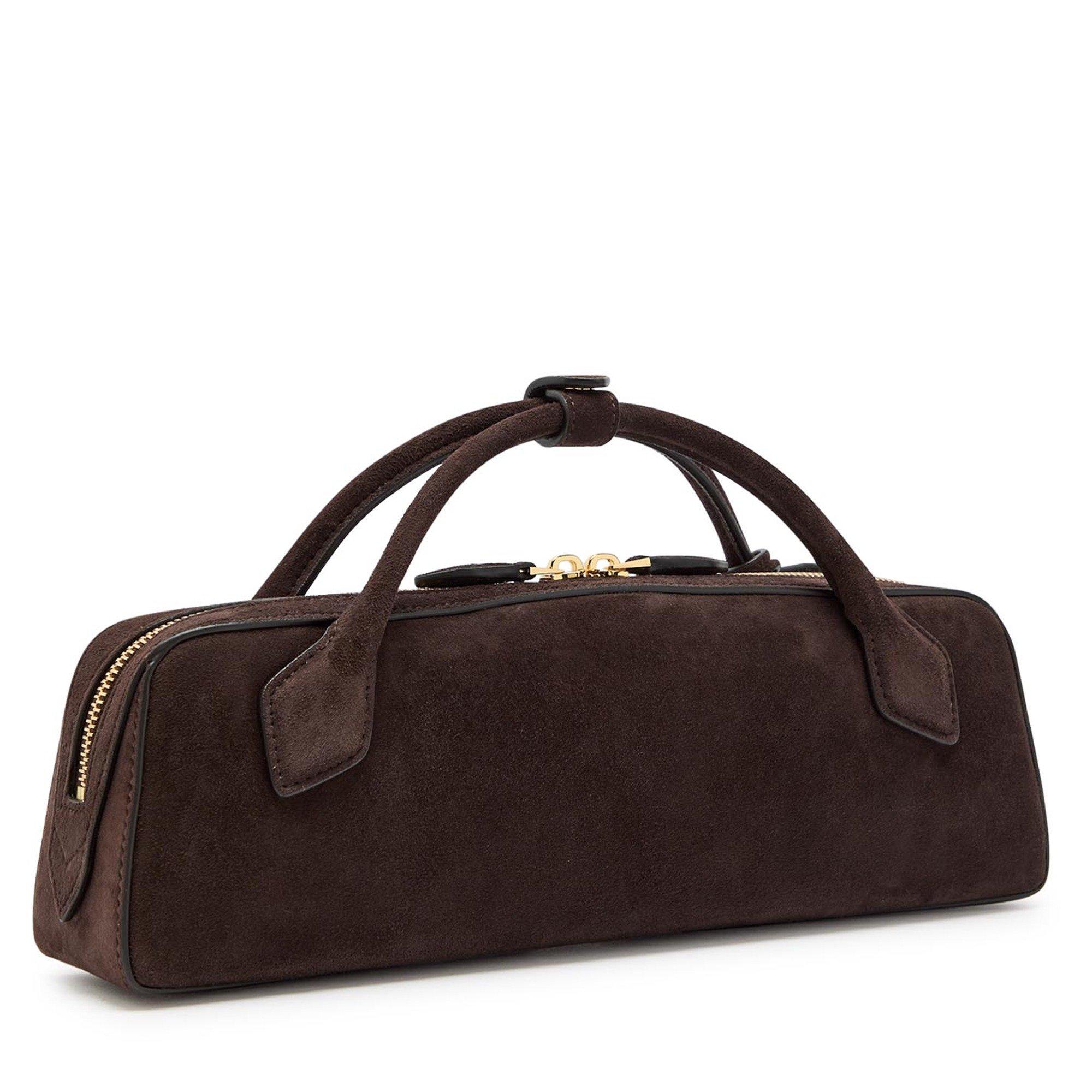 BROWN - Alaia - Women's Le Teckel Suede Clutch Bag - 2