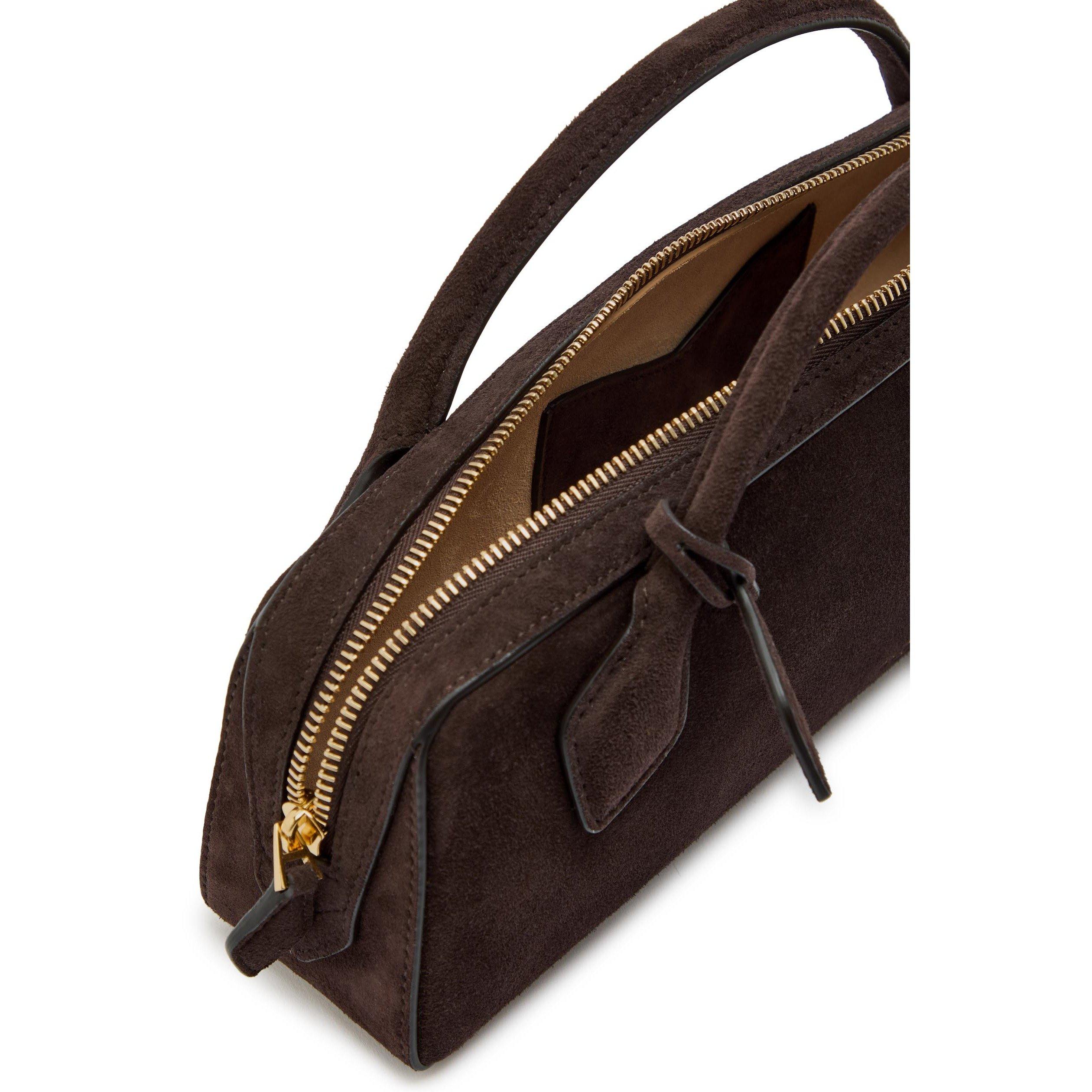BROWN - Alaia - Women's Le Teckel Suede Clutch Bag - 5