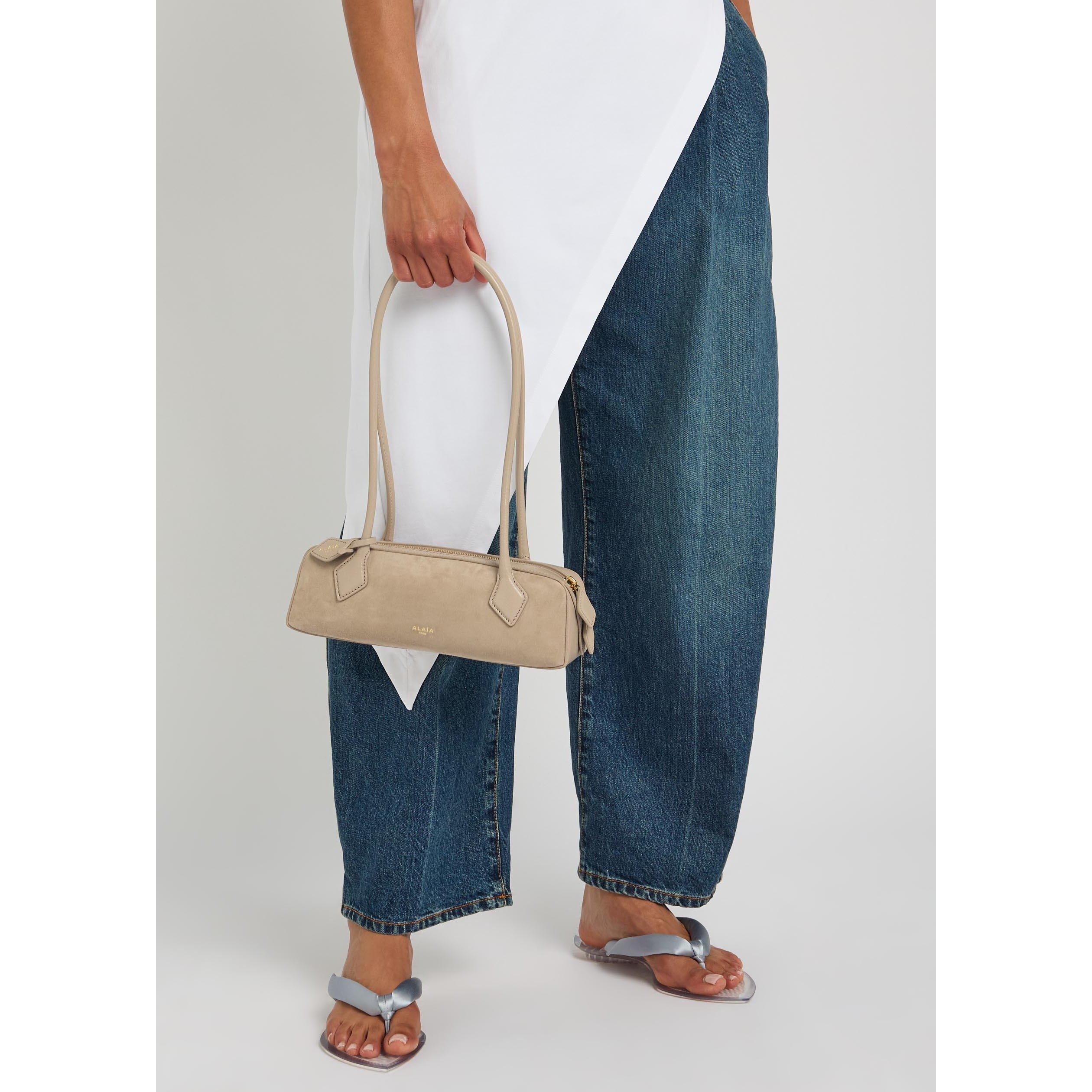 GREY - Alaia - Women's Teckle Small Suede Shoulder Bag - 3