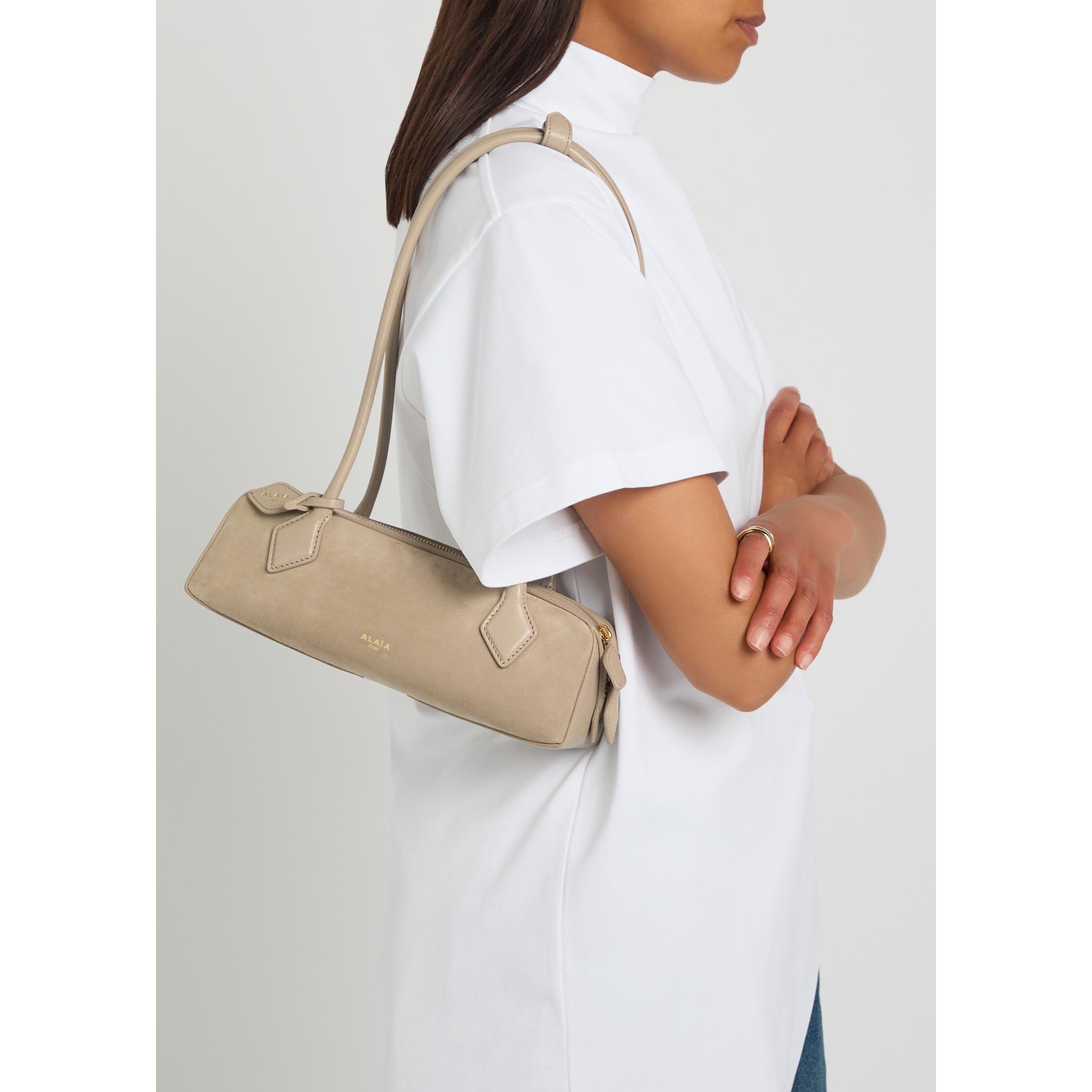 GREY - Alaia - Women's Teckle Small Suede Shoulder Bag - 6