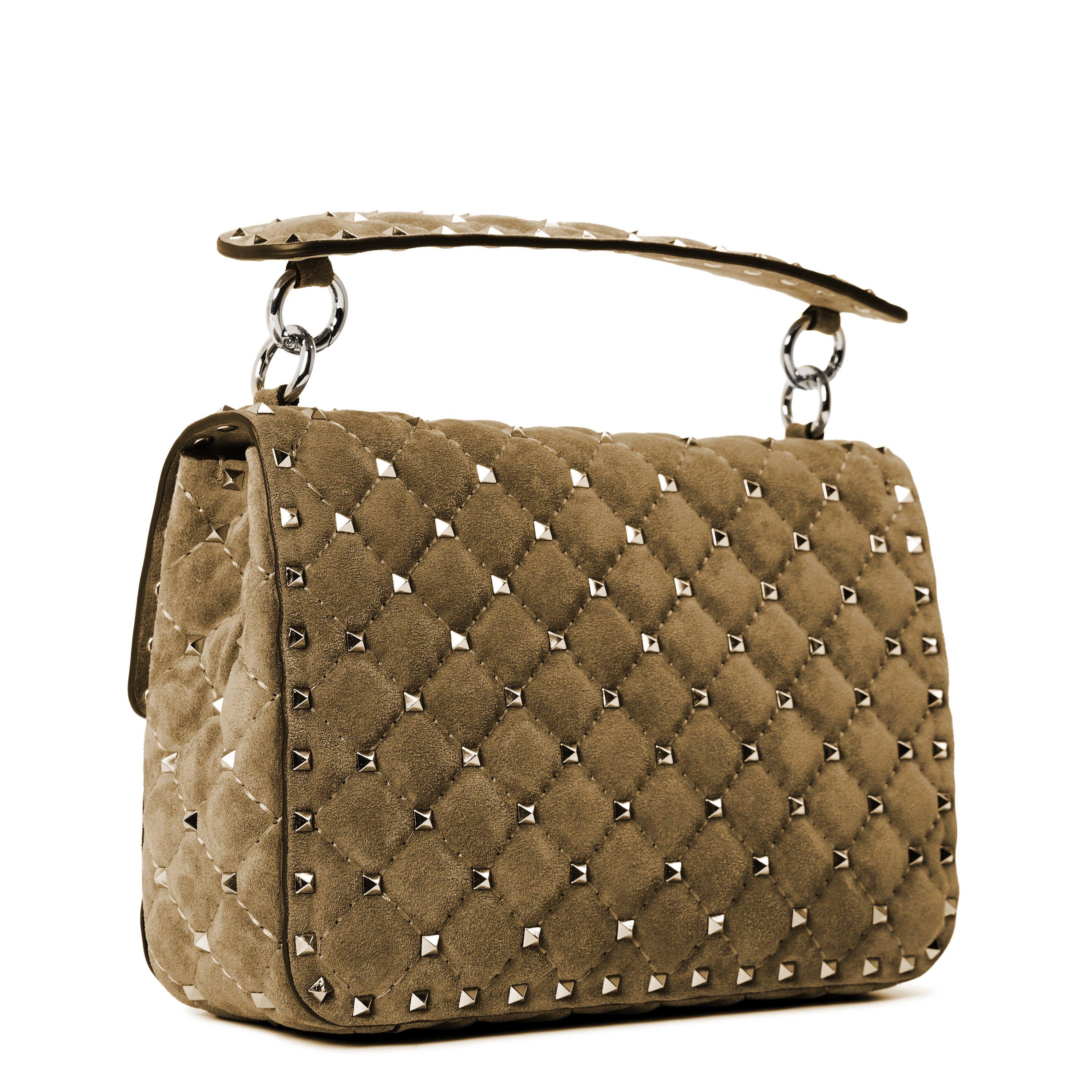 BEIGE - Valentino - ROCKSTUD SPIKE SUEDE MEDI - 2