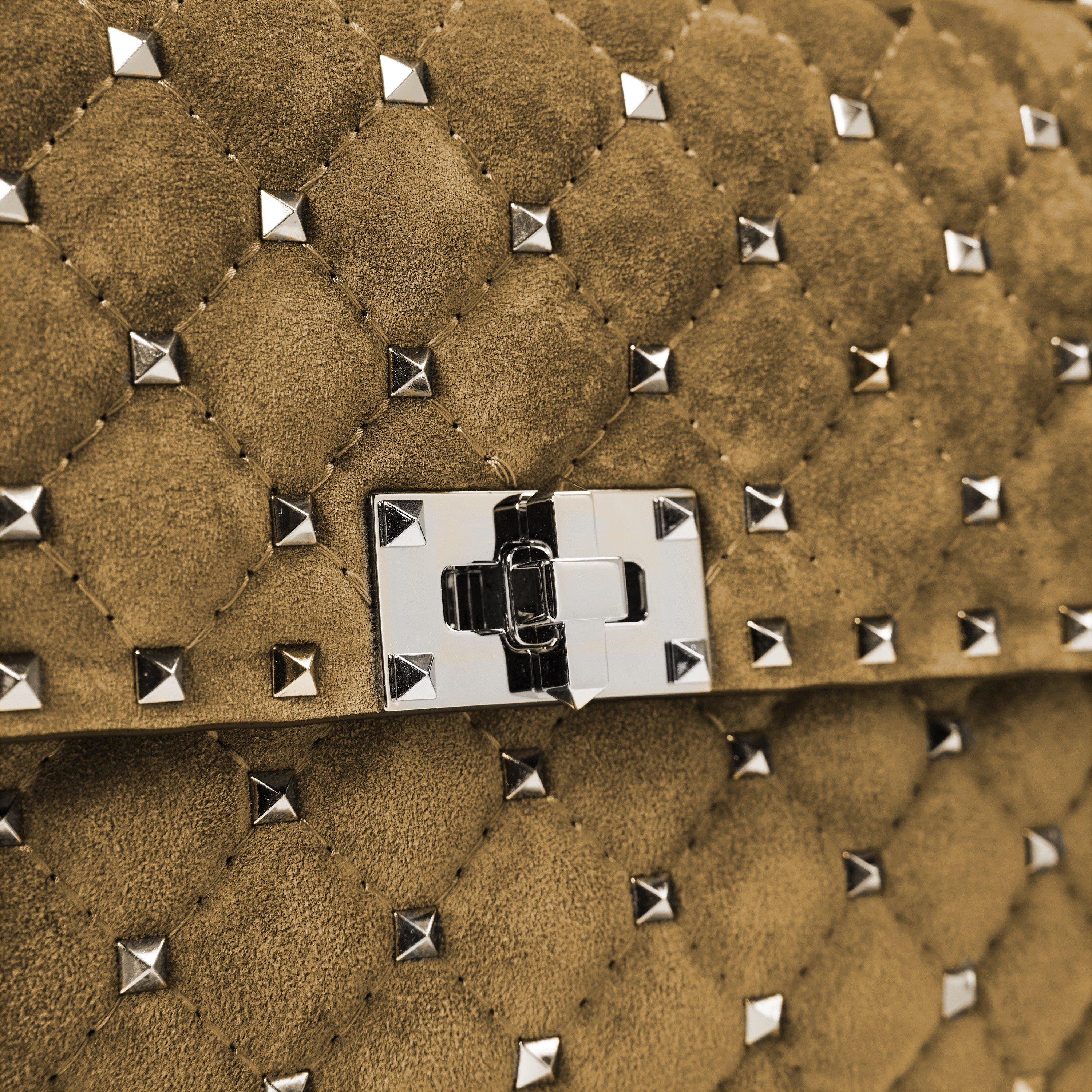 BEIGE - Valentino - ROCKSTUD SPIKE SUEDE MEDI - 3