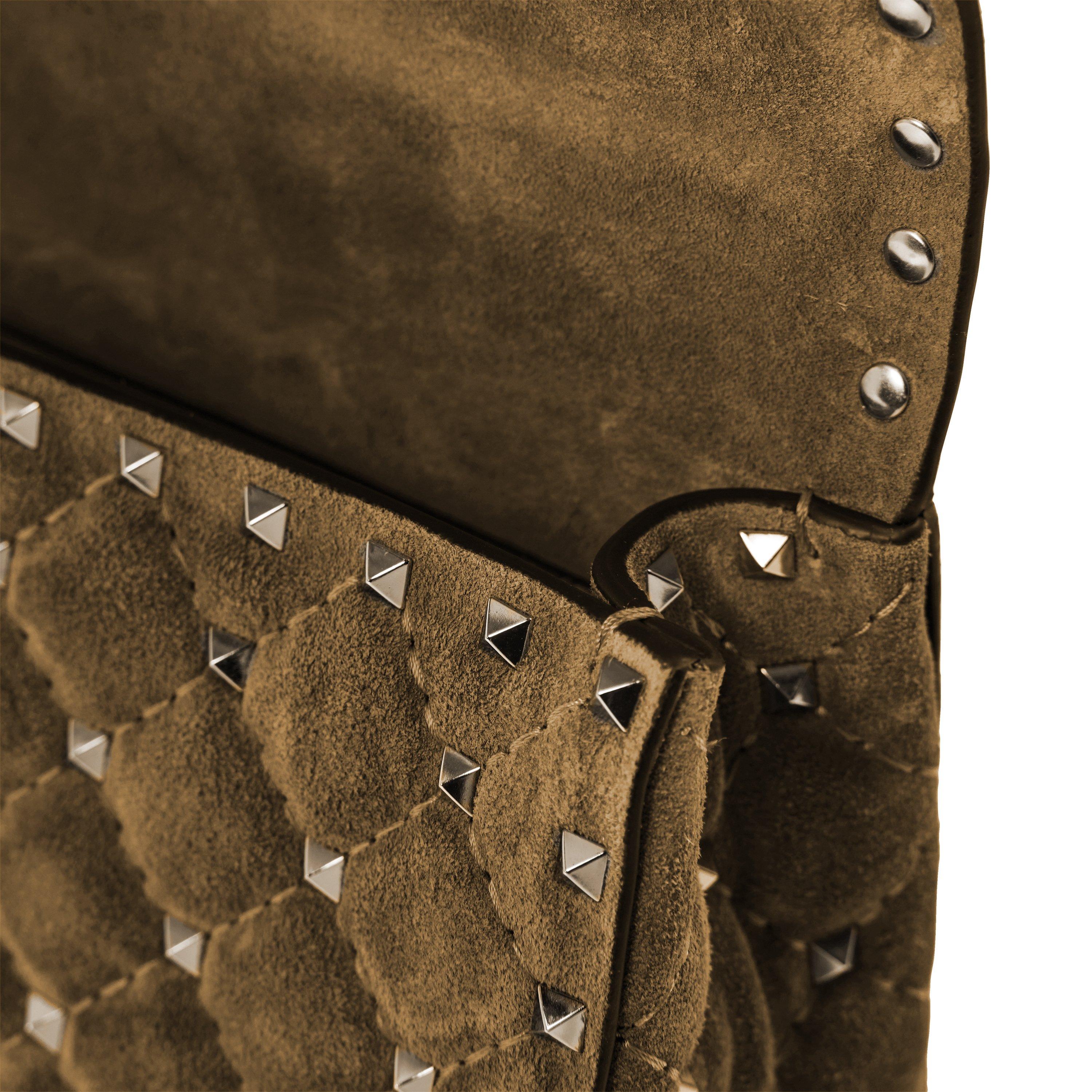 BEIGE - Valentino - ROCKSTUD SPIKE SUEDE MEDI - 4