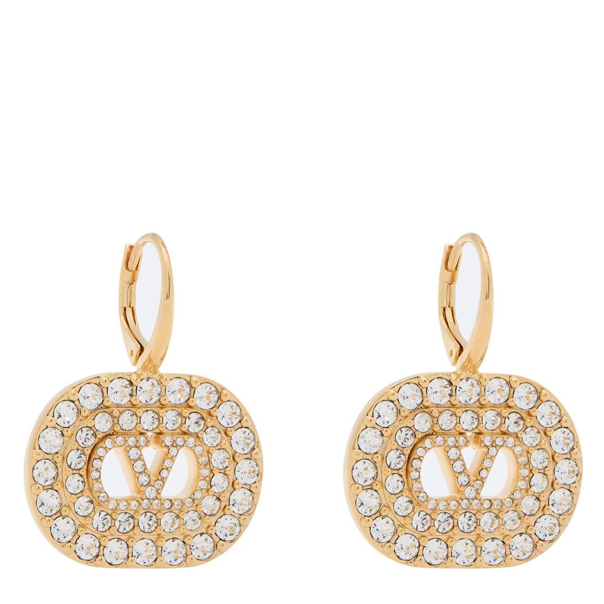 GOLD - Valentino - EARRINGS VLOGO SIGNATURE STRAS