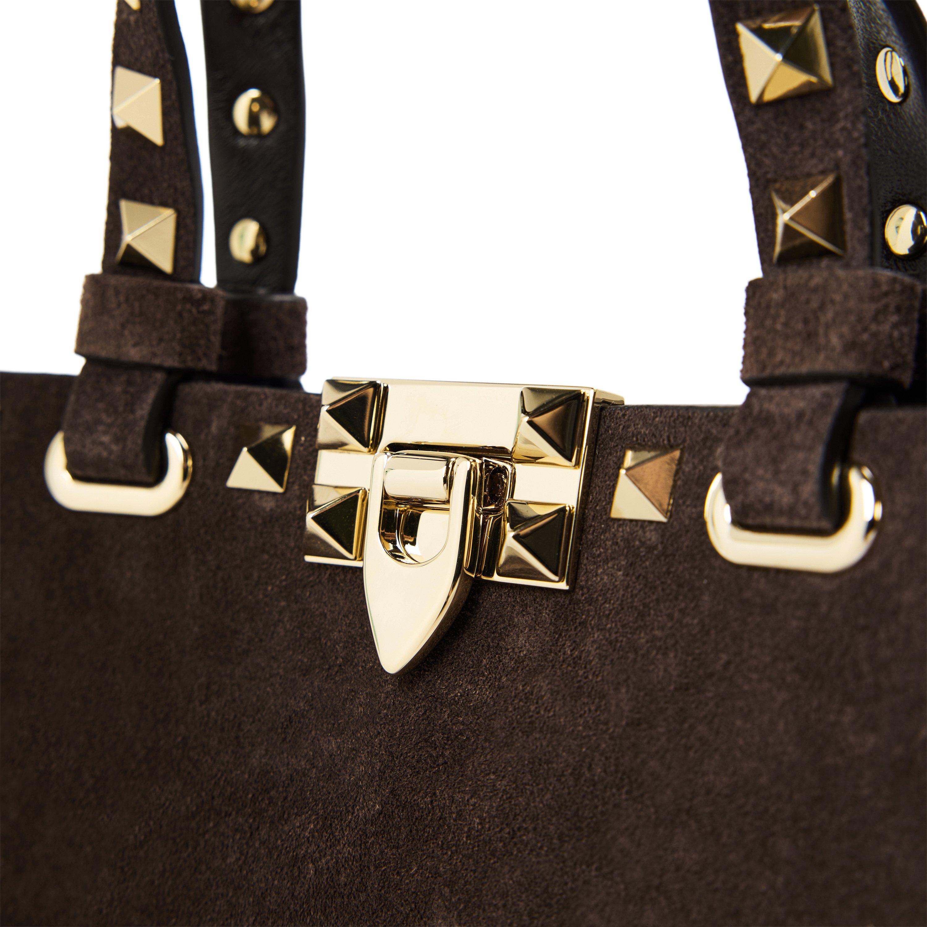 BROWN - Valentino - Women's Rockstud Suede Mini Bag - 3