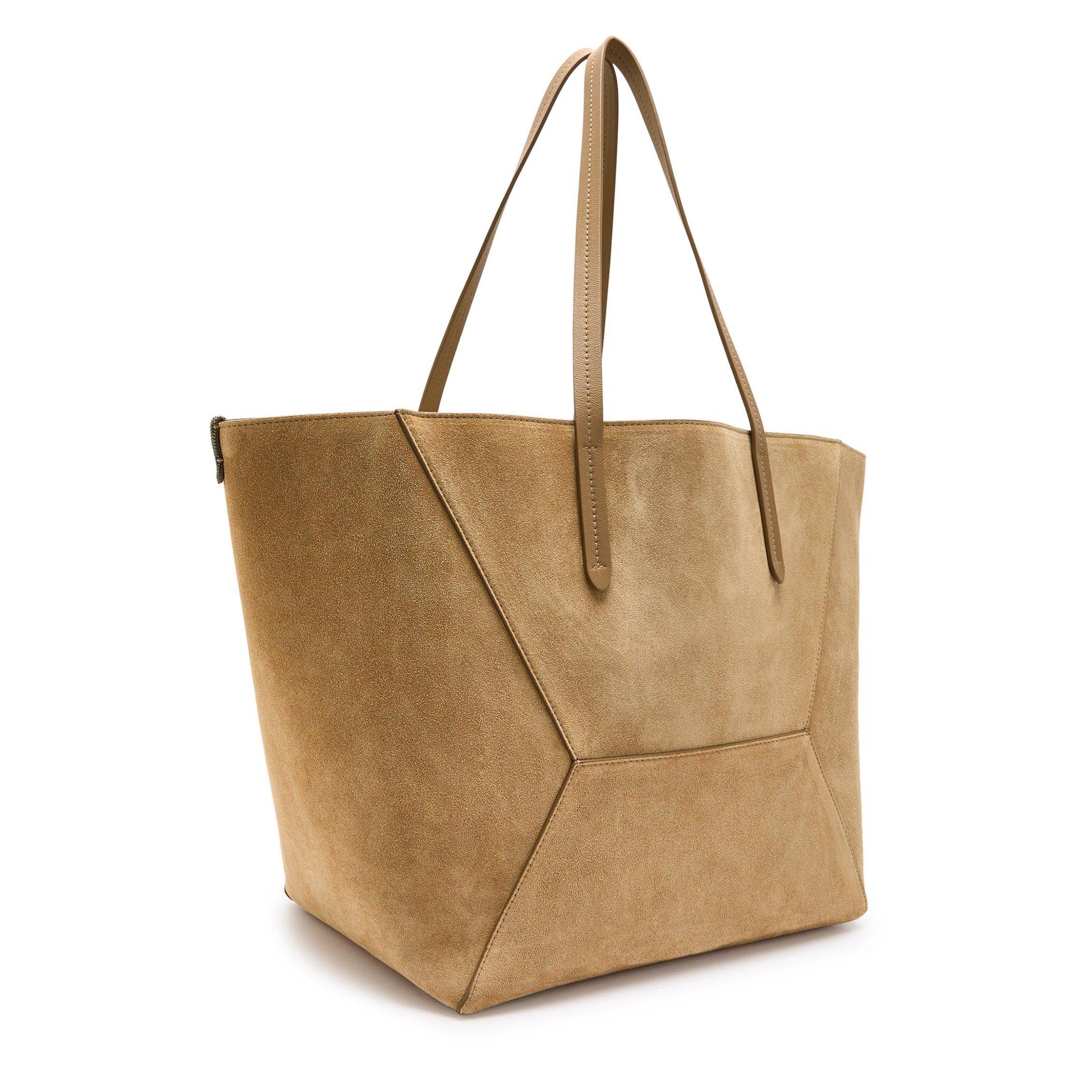 TAN - Brunello Cucinelli - MEDIUM BEADE SUEDE TOTE - 2