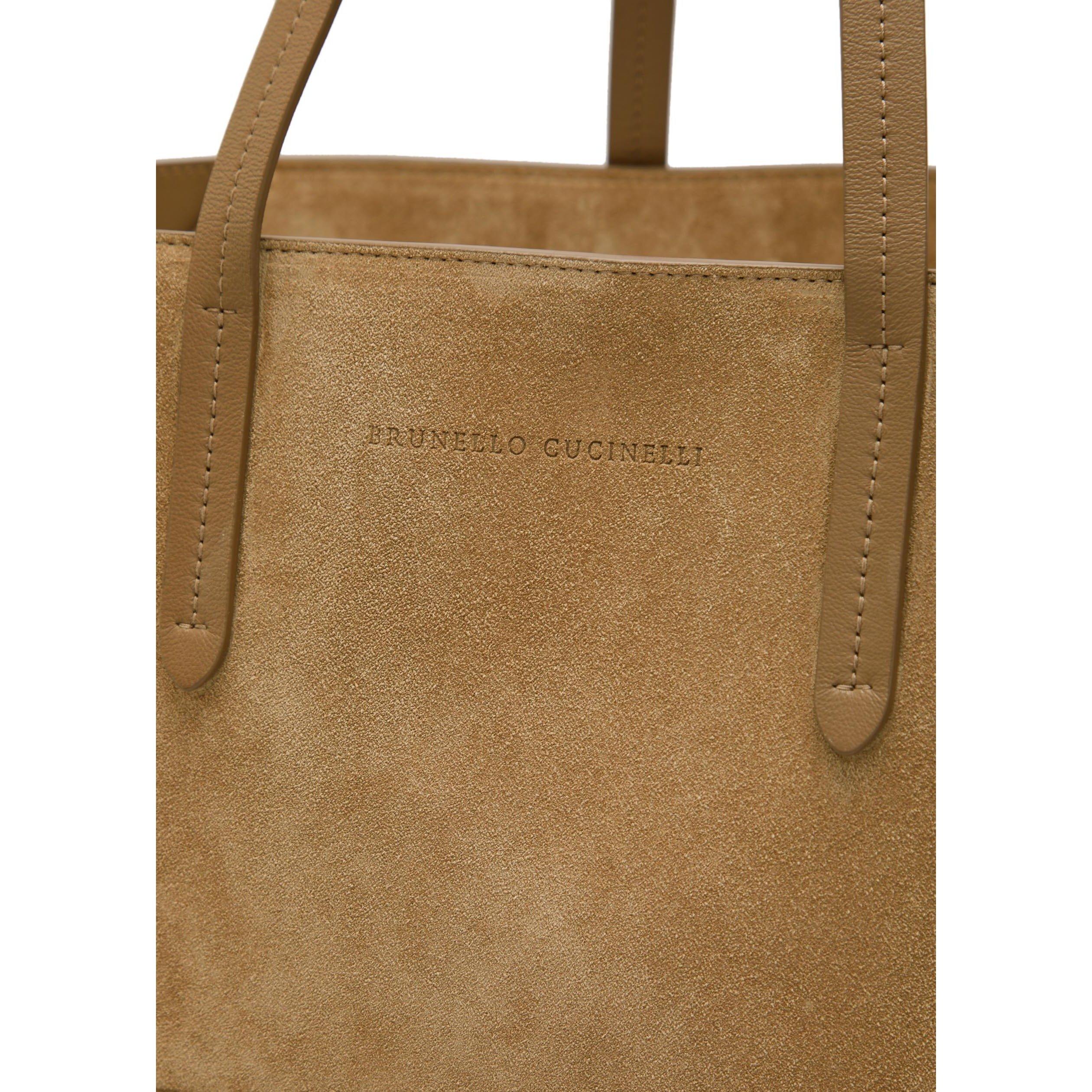 TAN - Brunello Cucinelli - MEDIUM BEADE SUEDE TOTE - 4