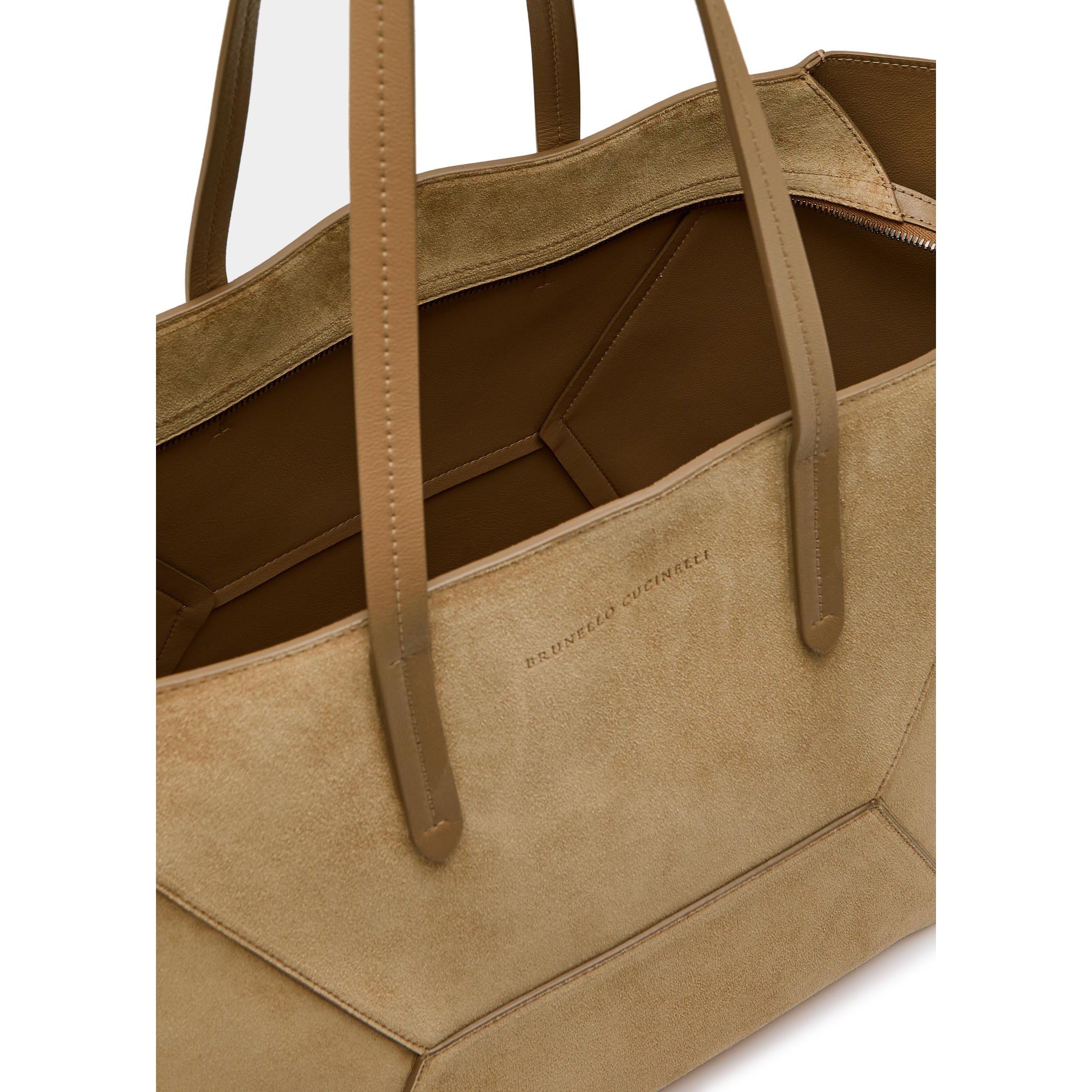 TAN - Brunello Cucinelli - MEDIUM BEADE SUEDE TOTE - 5