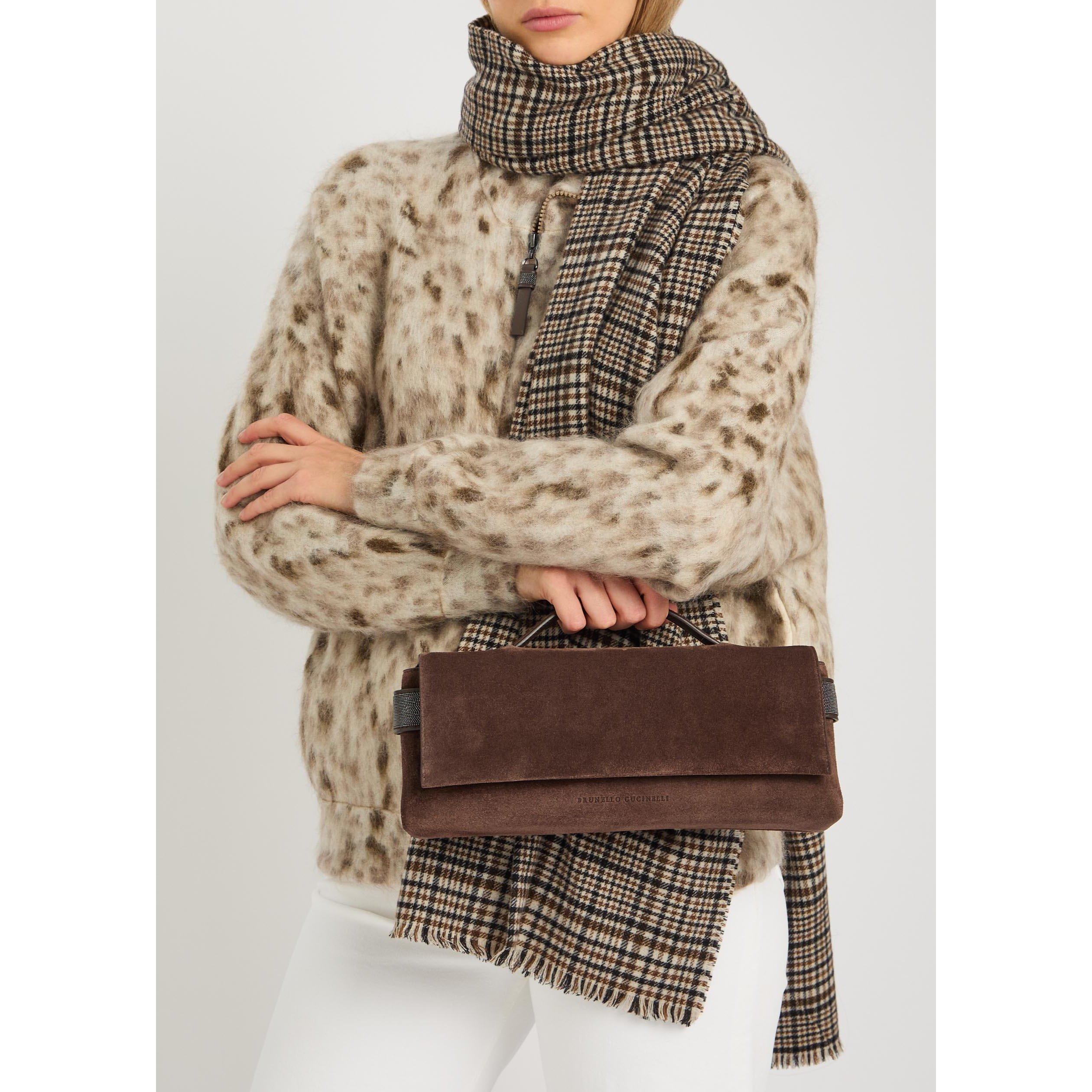 CHOCOLATE - Brunello Cucinelli - CLUTCH TOP HANDLE SUEDE - 3