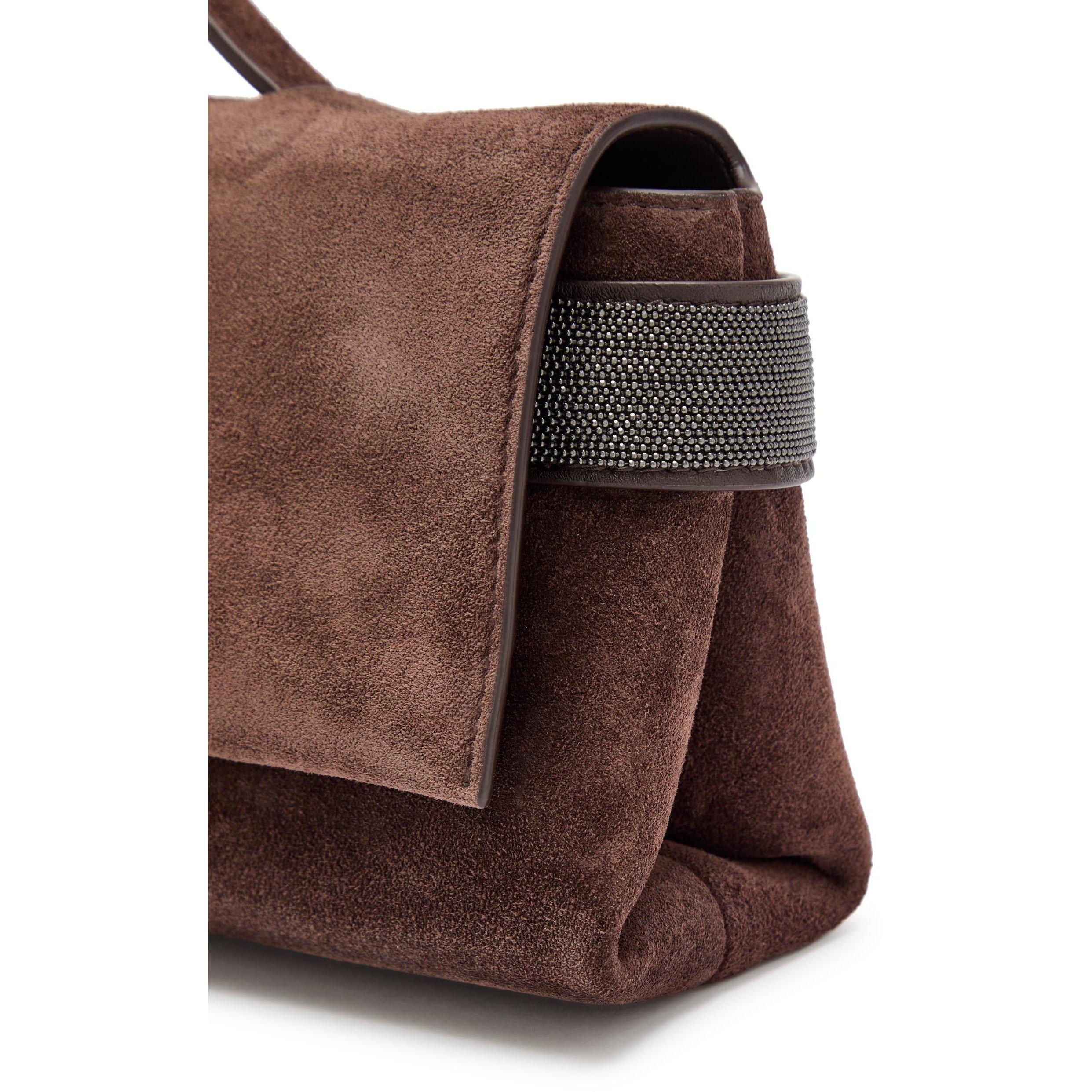 CHOCOLATE - Brunello Cucinelli - CLUTCH TOP HANDLE SUEDE - 4