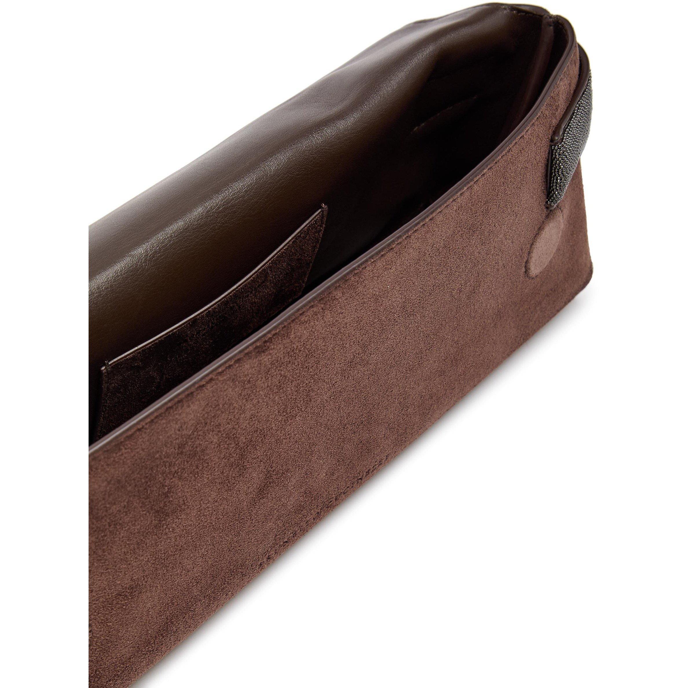 CHOCOLATE - Brunello Cucinelli - CLUTCH TOP HANDLE SUEDE - 5