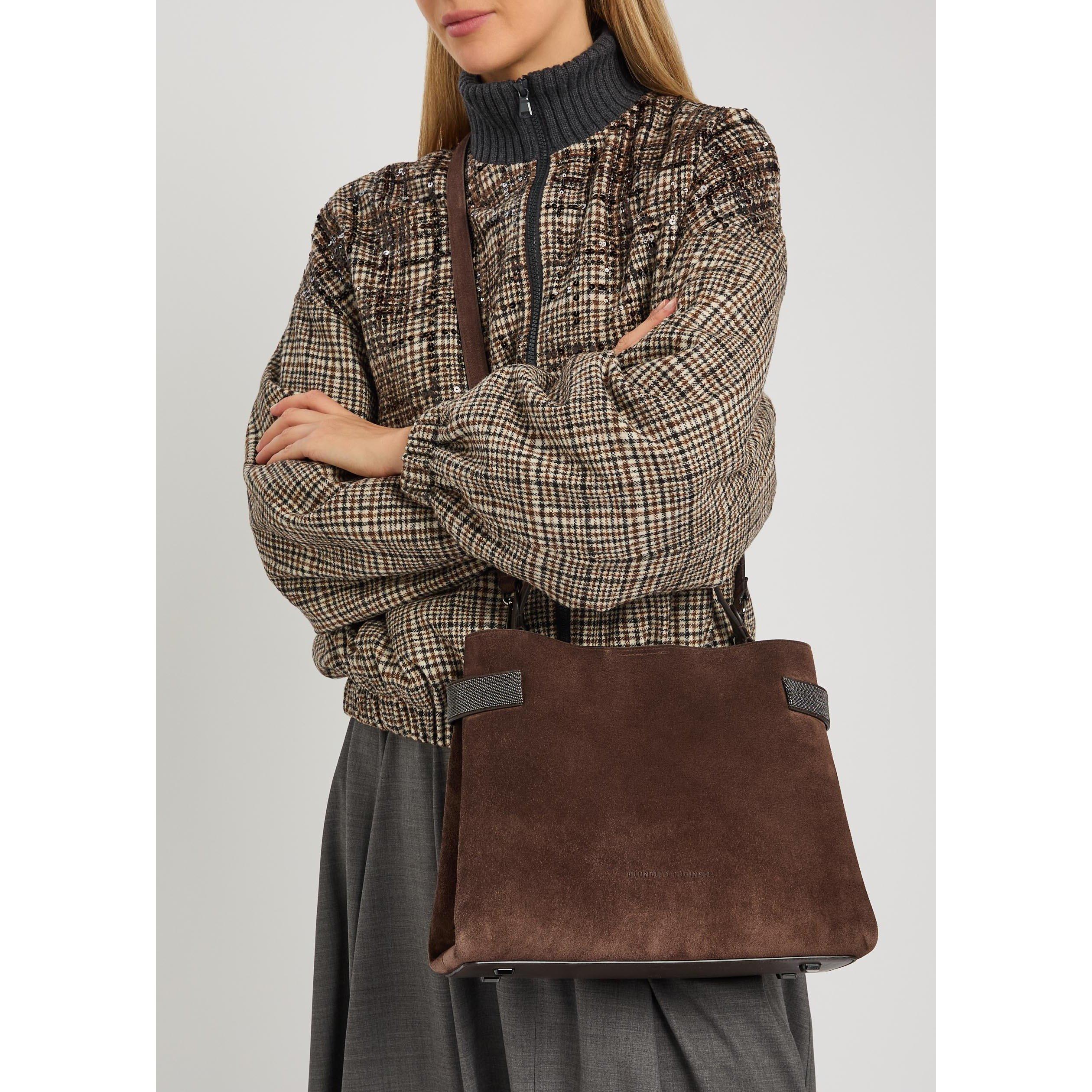 CHOCOLATE - Brunello Cucinelli - HANDBAG EXTRA SOFT LEATHER - 3