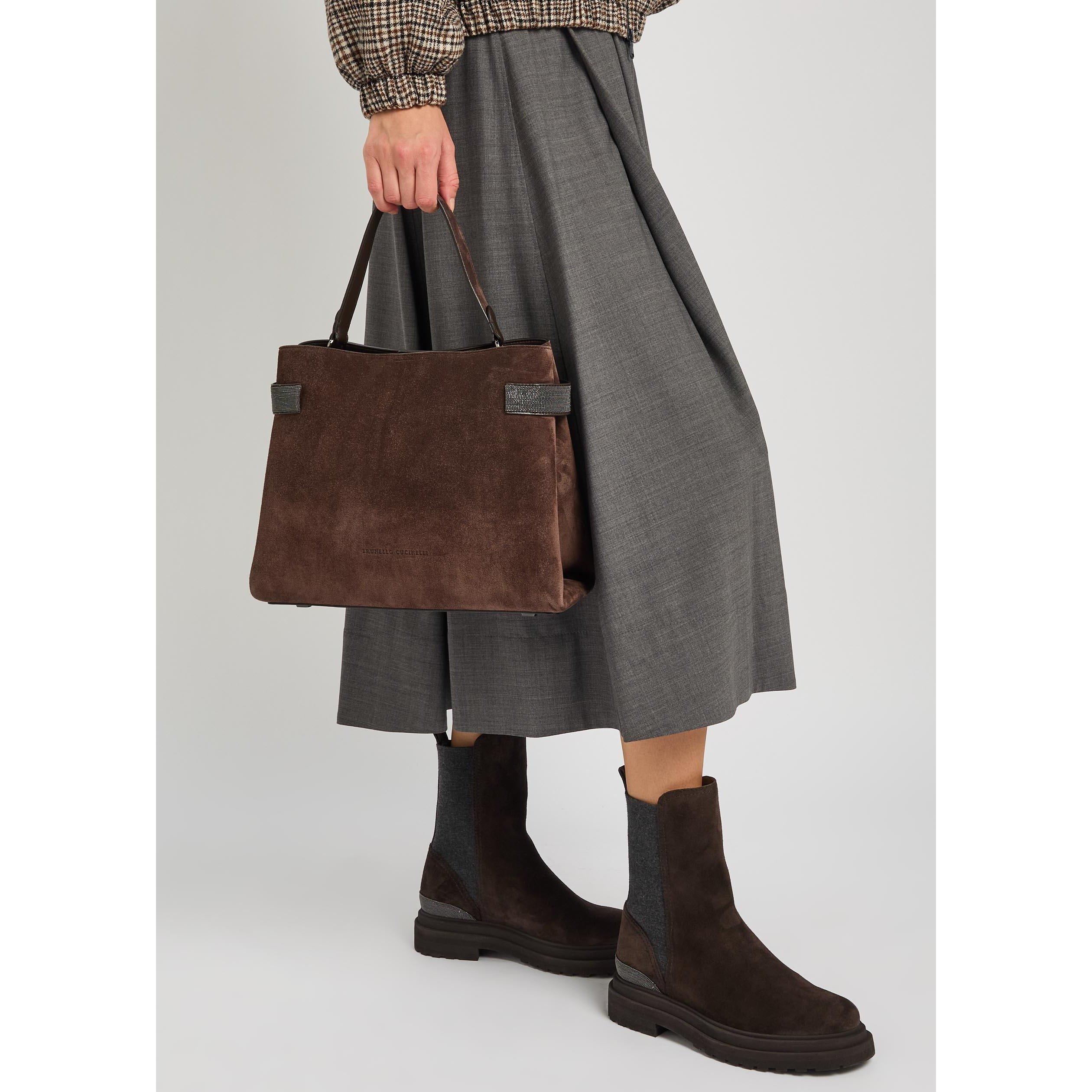 CHOCOLATE - Brunello Cucinelli - HANDBAG EXTRA SOFT LEATHER - 6