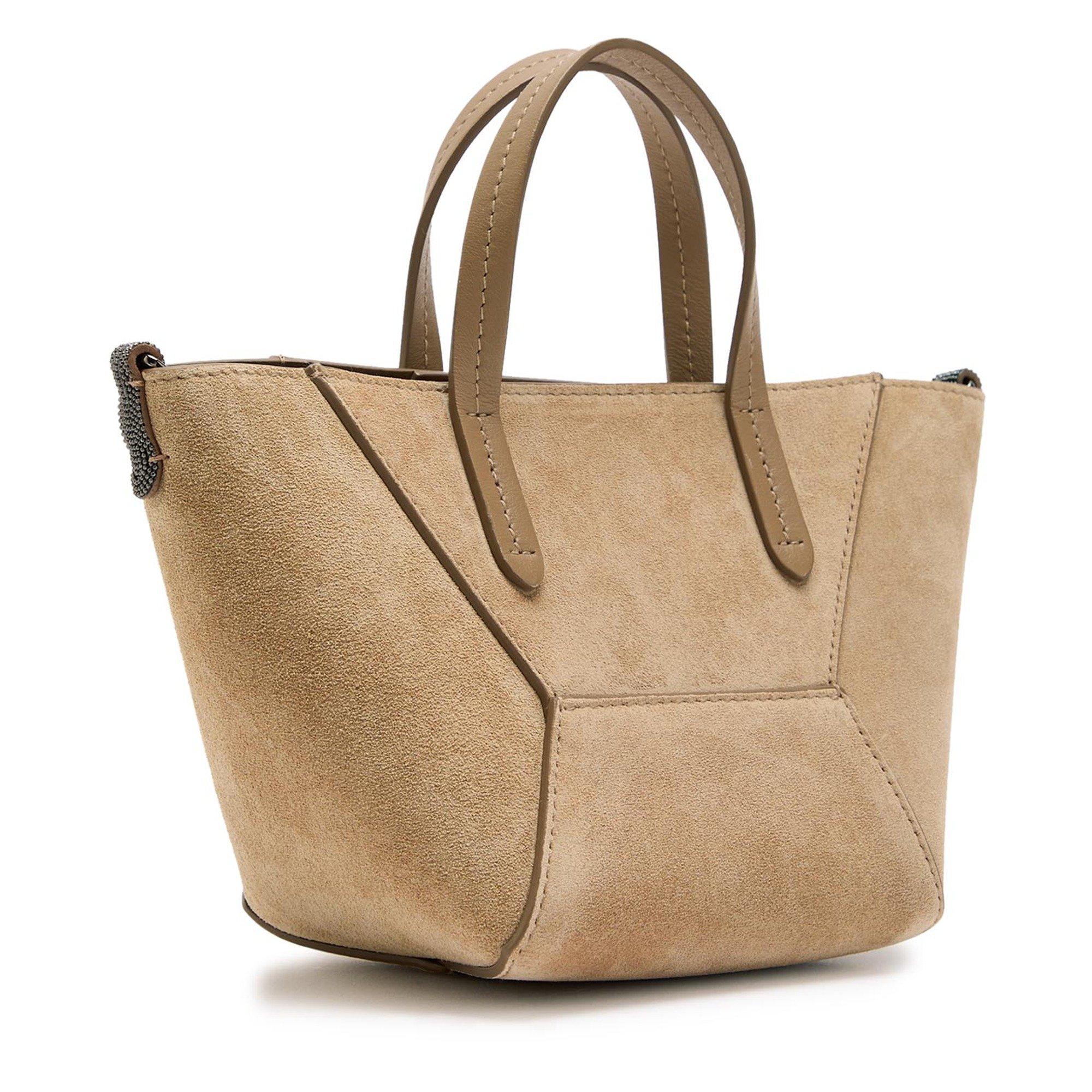 TAN - Brunello Cucinelli - MINI BEAD SUEDE TOTE - 2