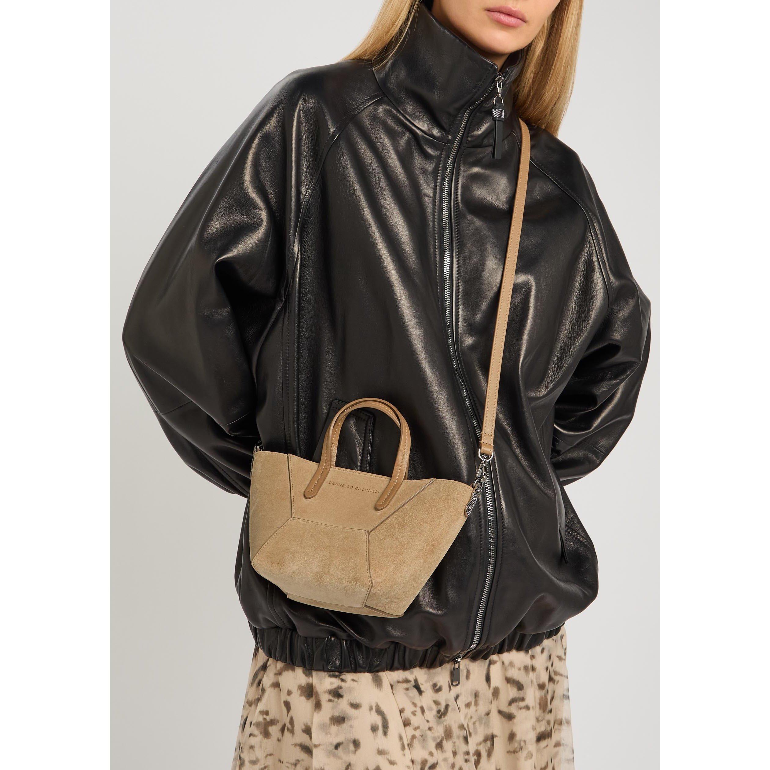 TAN - Brunello Cucinelli - MINI BEAD SUEDE TOTE - 3