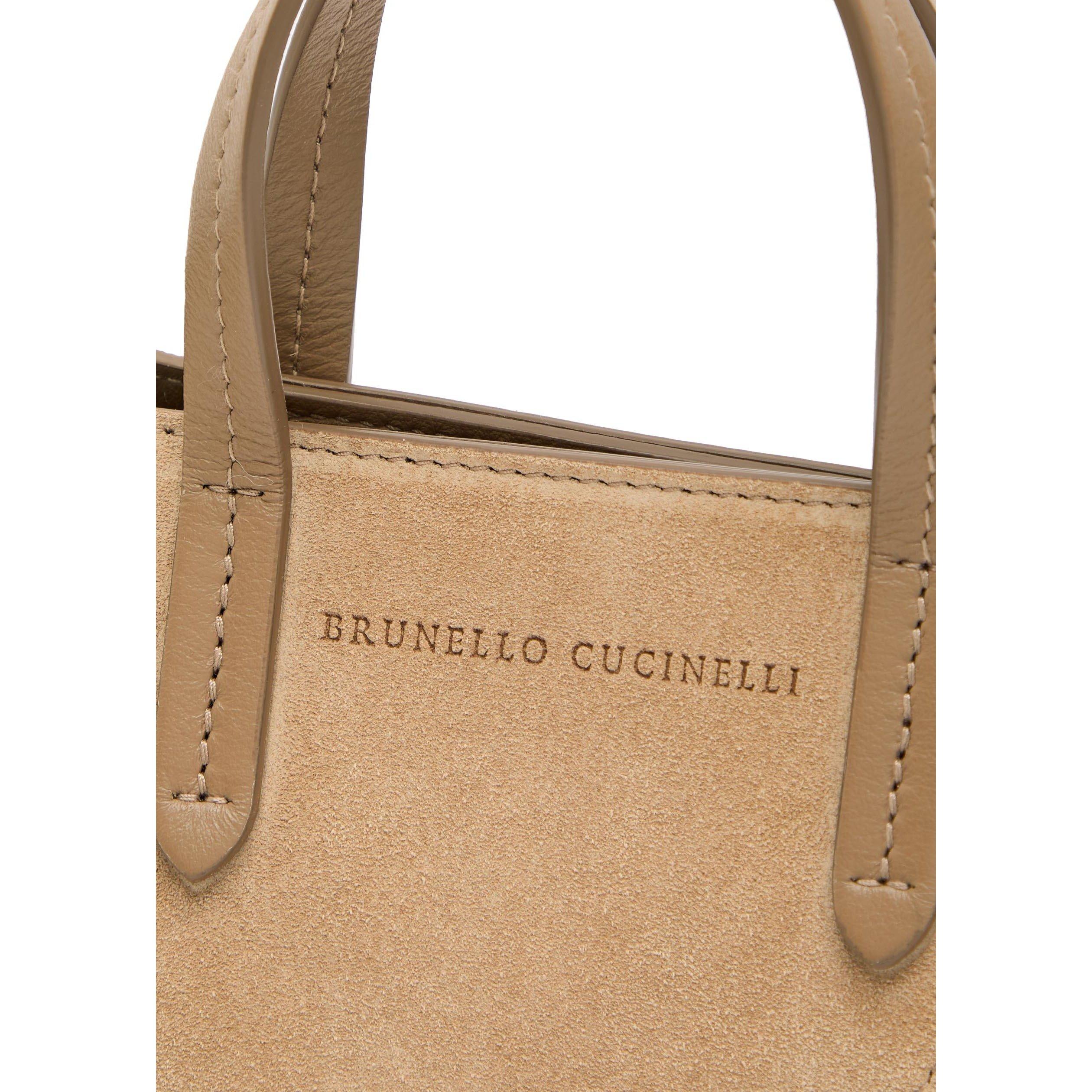 TAN - Brunello Cucinelli - MINI BEAD SUEDE TOTE - 4