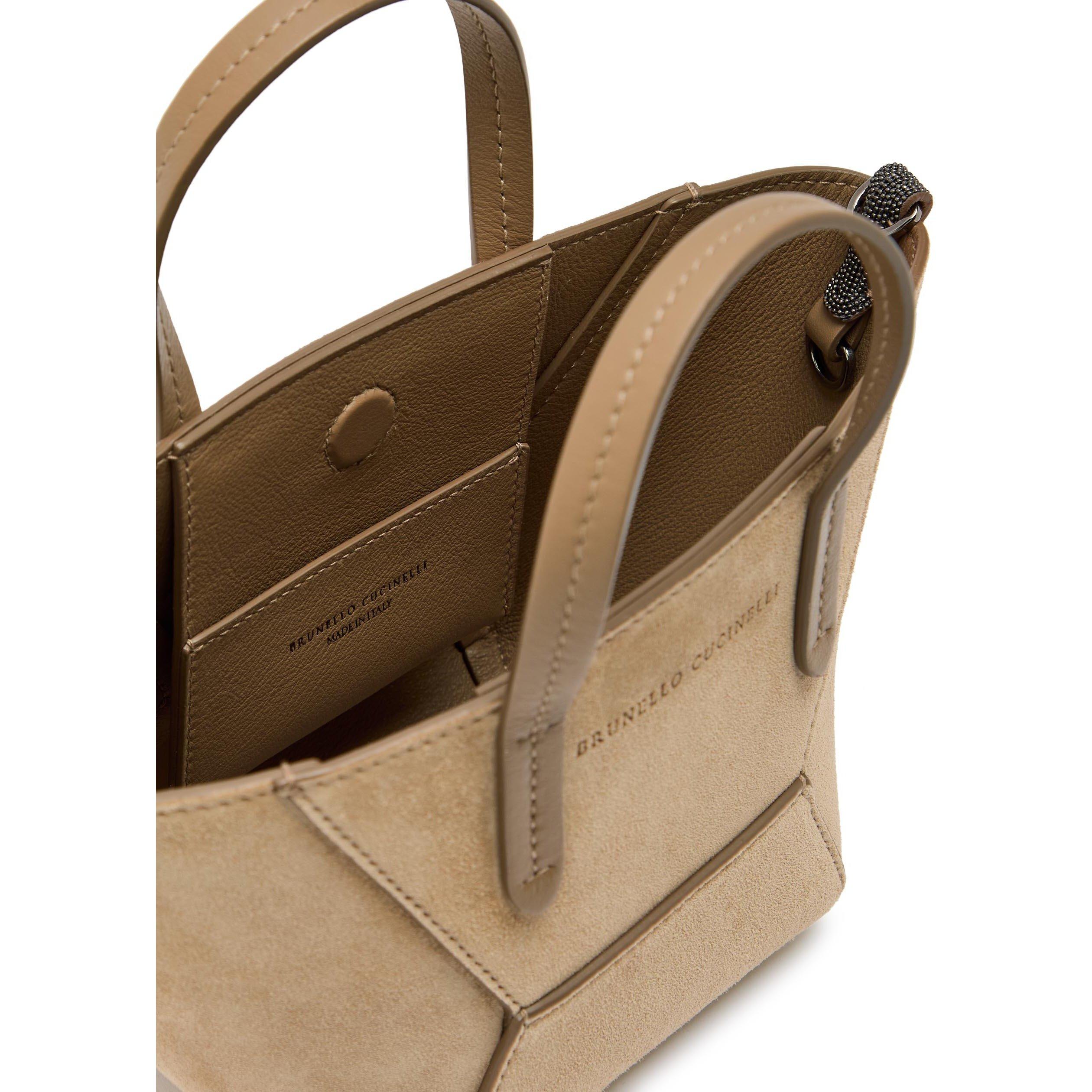 TAN - Brunello Cucinelli - MINI BEAD SUEDE TOTE - 5