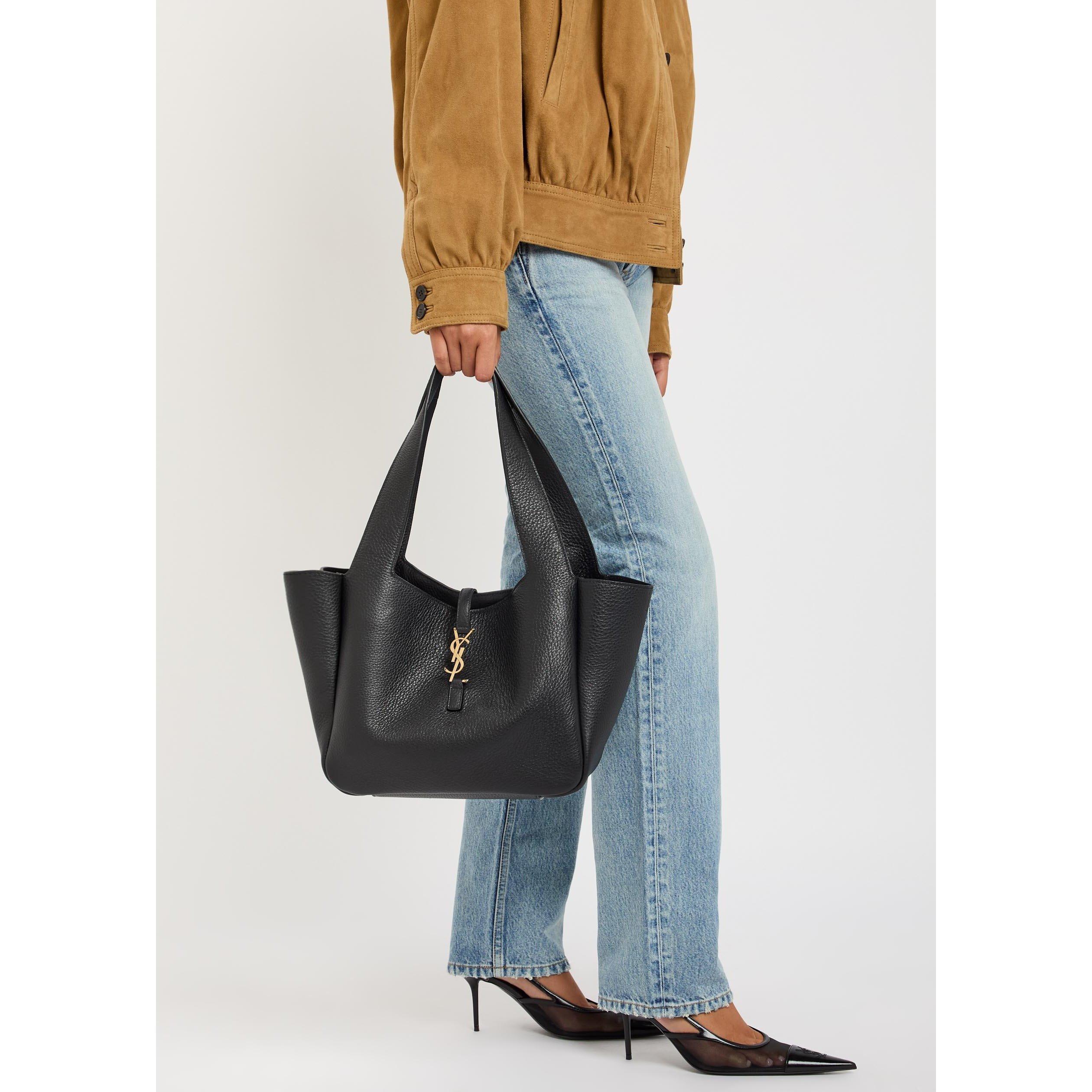 BLACK - Saint Laurent - Women's Bea S Cabas Leather Tote Bag - 3