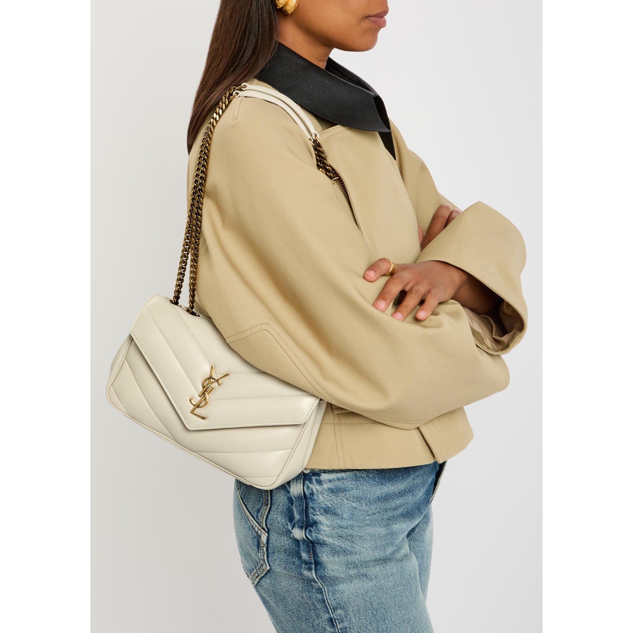 CREAM - Saint Laurent - Women's Loulou Small Quilted Leather Shoulder Bag - 3