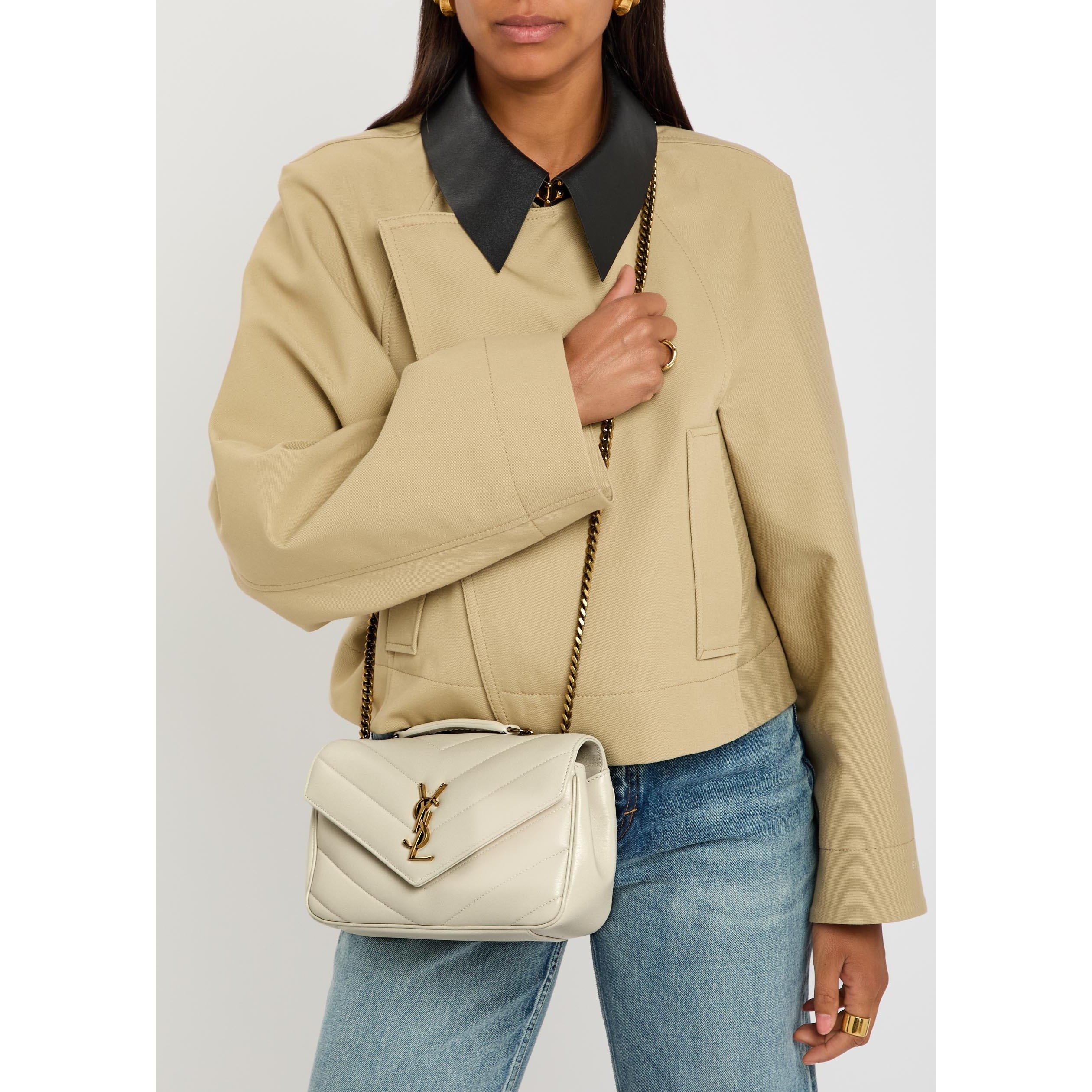 CREAM - Saint Laurent - Women's Loulou Small Quilted Leather Shoulder Bag - 6