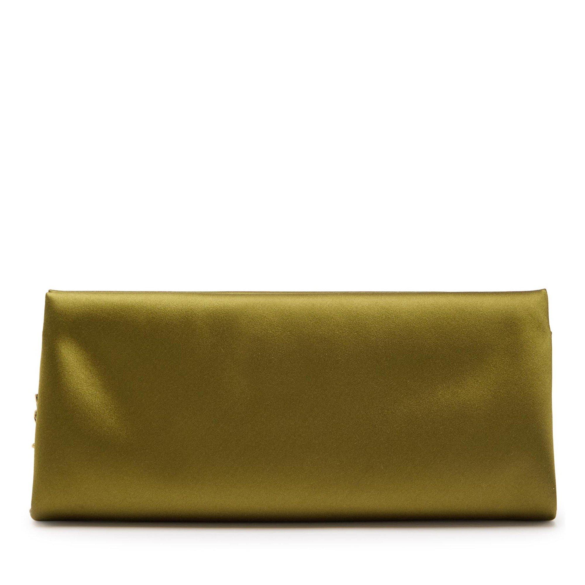KHAKI - Saint Laurent - EVENING FOLDED SILK CLUTCH - 1
