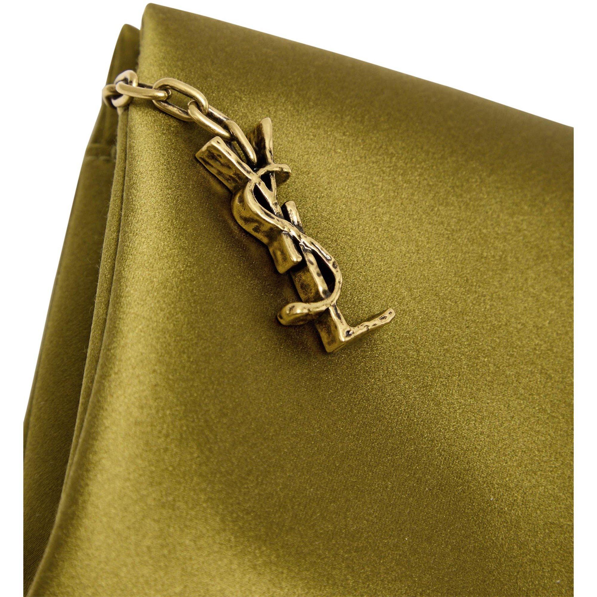 KHAKI - Saint Laurent - EVENING FOLDED SILK CLUTCH - 4