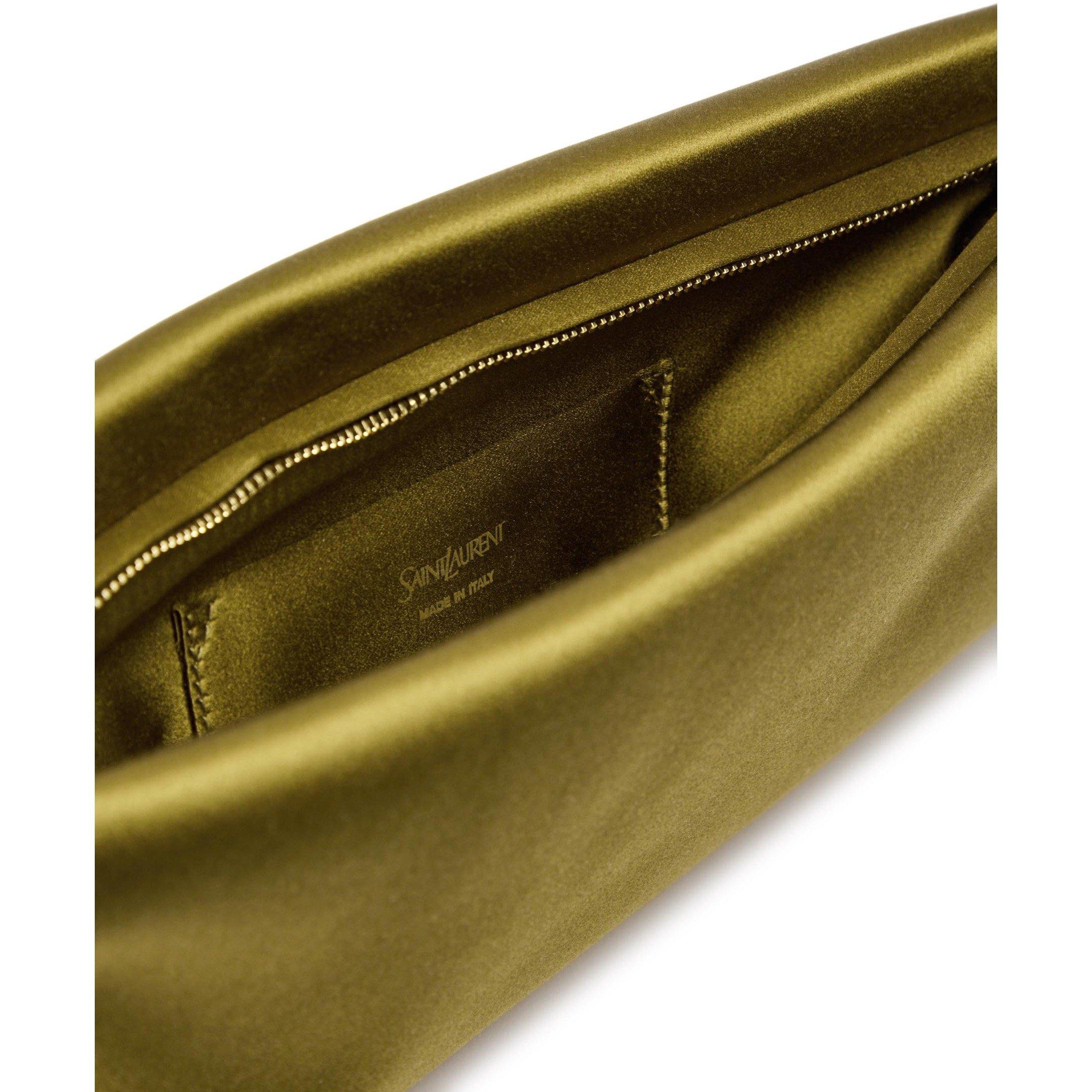 KHAKI - Saint Laurent - EVENING FOLDED SILK CLUTCH - 5