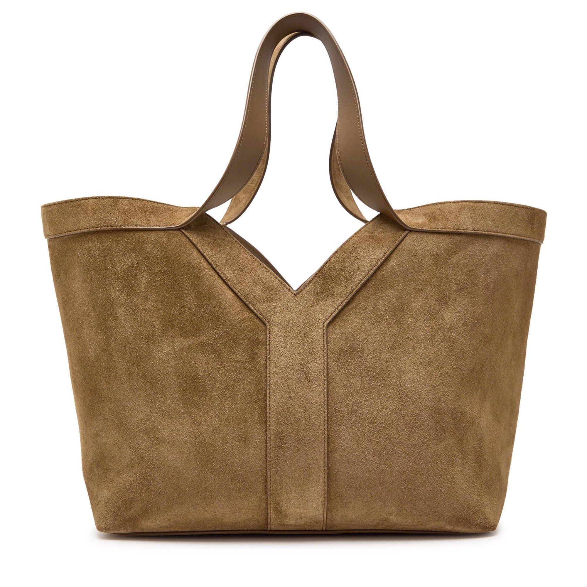 BROWN CHOCOLATE - Saint Laurent - Y-TOTE SMALL SUEDE  BAG - 1
