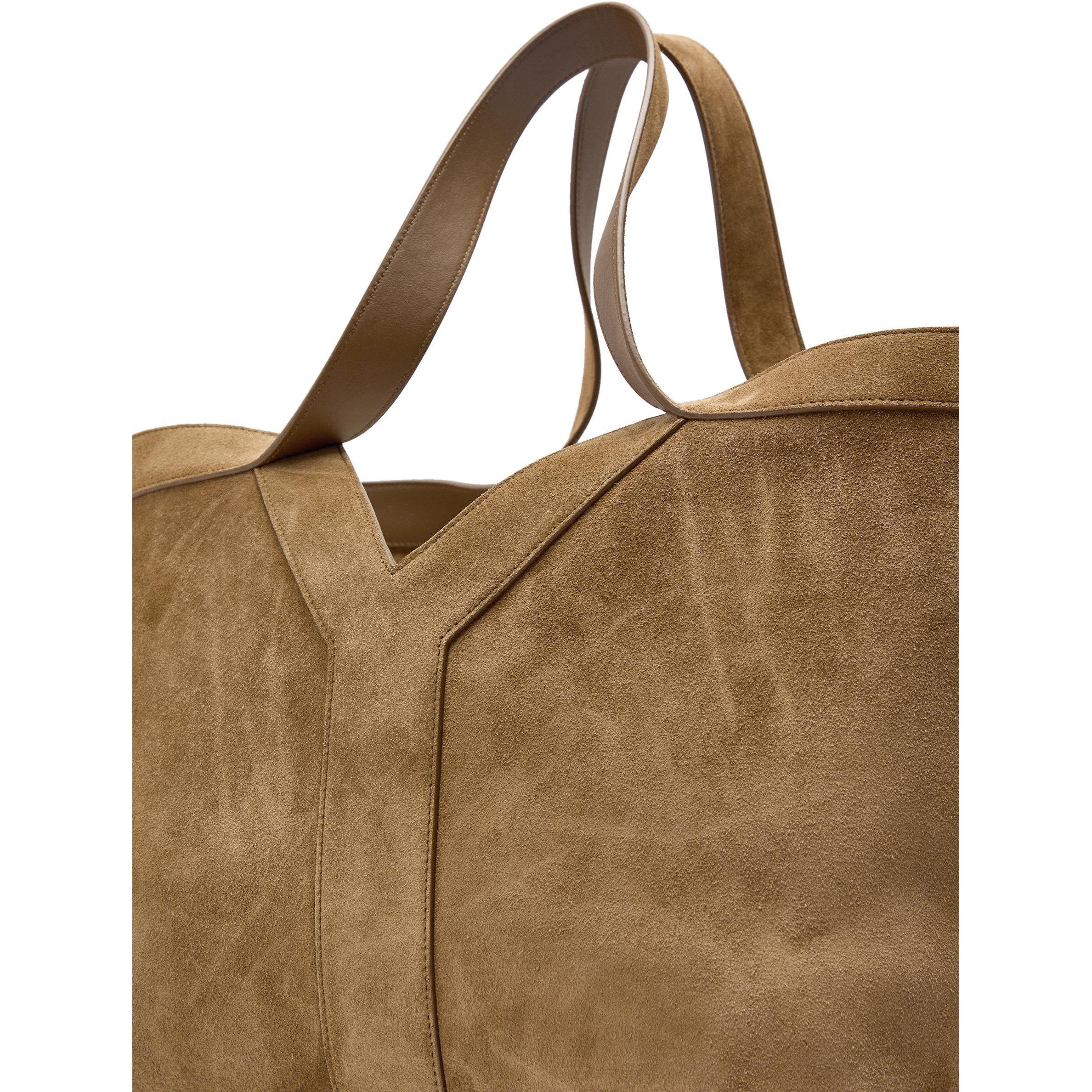 BROWN CHOCOLATE - Saint Laurent - Y-TOTE SMALL SUEDE  BAG - 4