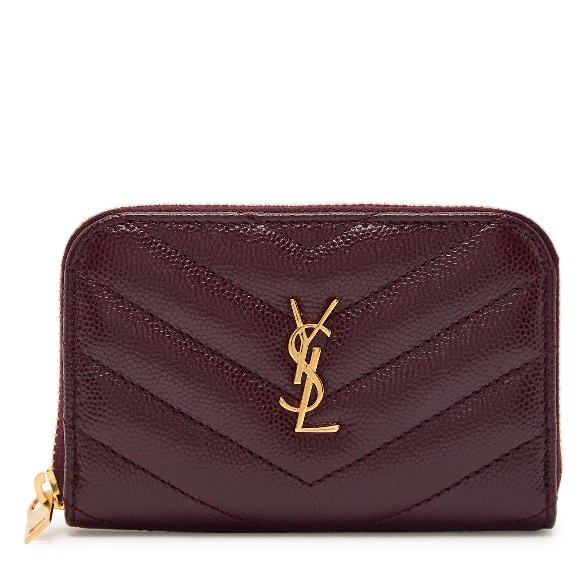 BURGUNDY - Saint Laurent - CASSANDRE QUILTED ZIP WALLER - 1