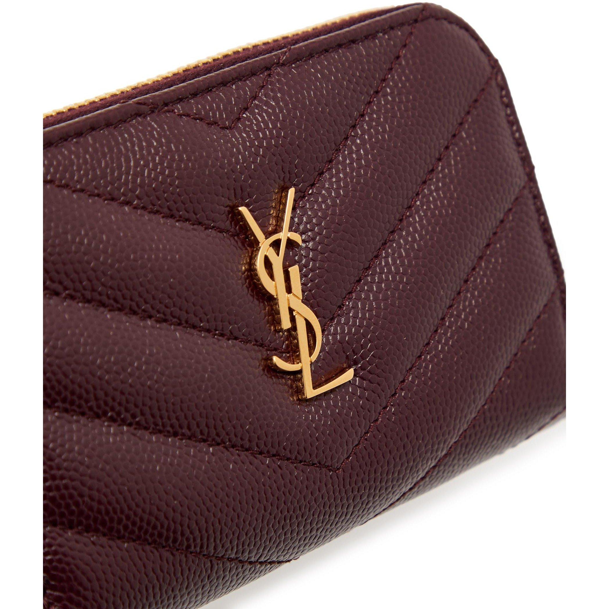 BURGUNDY - Saint Laurent - CASSANDRE QUILTED ZIP WALLER - 3
