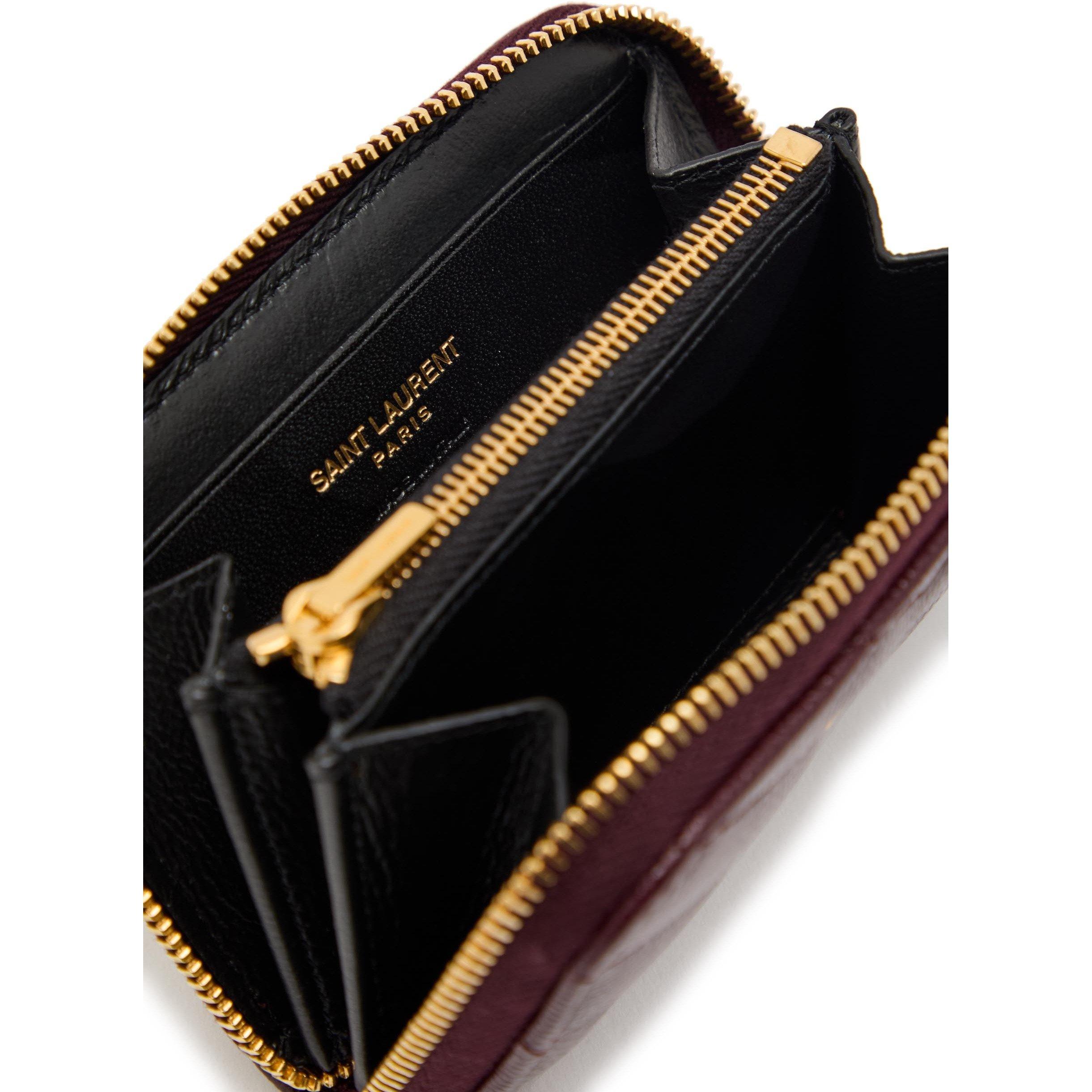 BURGUNDY - Saint Laurent - CASSANDRE QUILTED ZIP WALLER - 4